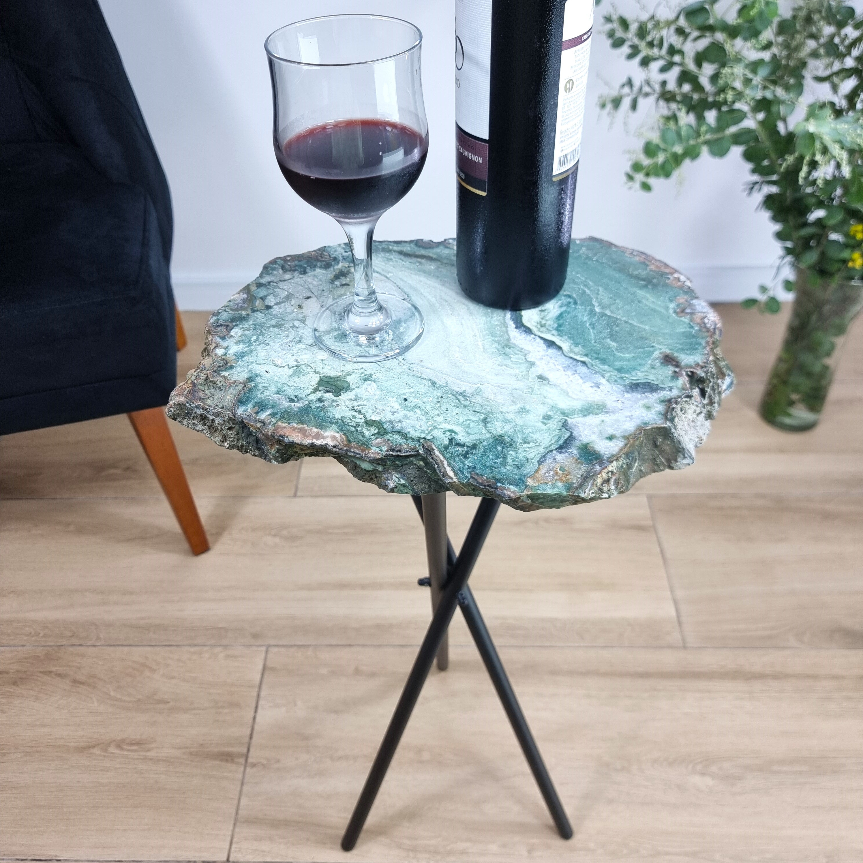 Side Table - Green Agate legs 23 inches high, total weight 11.4 pounds