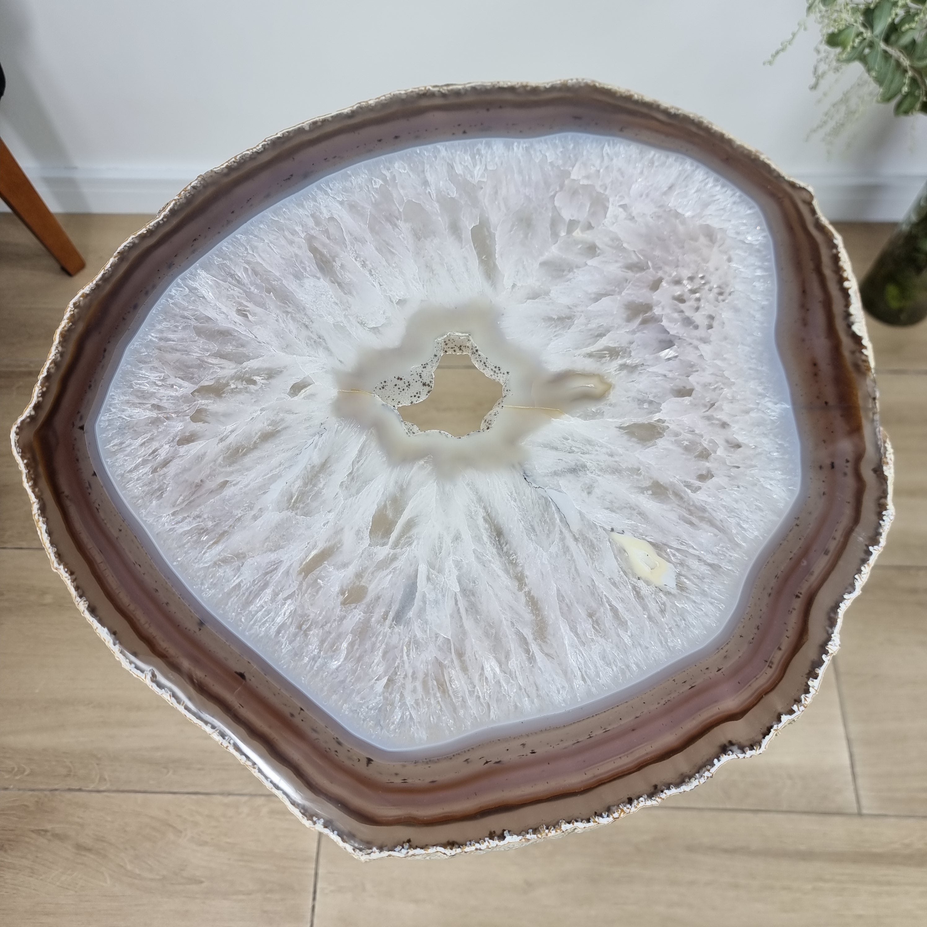 Natural Agate Side Table - Crystal End Table Silver legs 23 inches high, total weight 9.4 pounds (Copy)