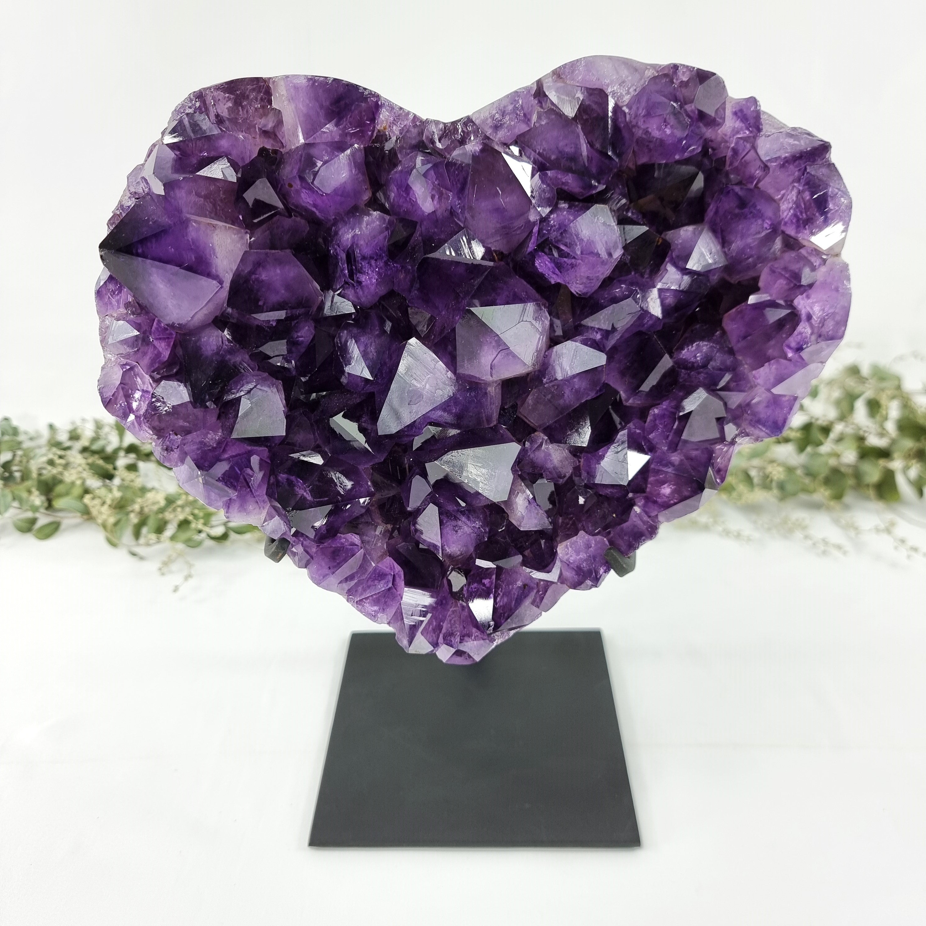 Amethyst Heart Geode, Extra Quality, metal stand, 13.6 lbs & 11.85" Tall #by Brcrystals