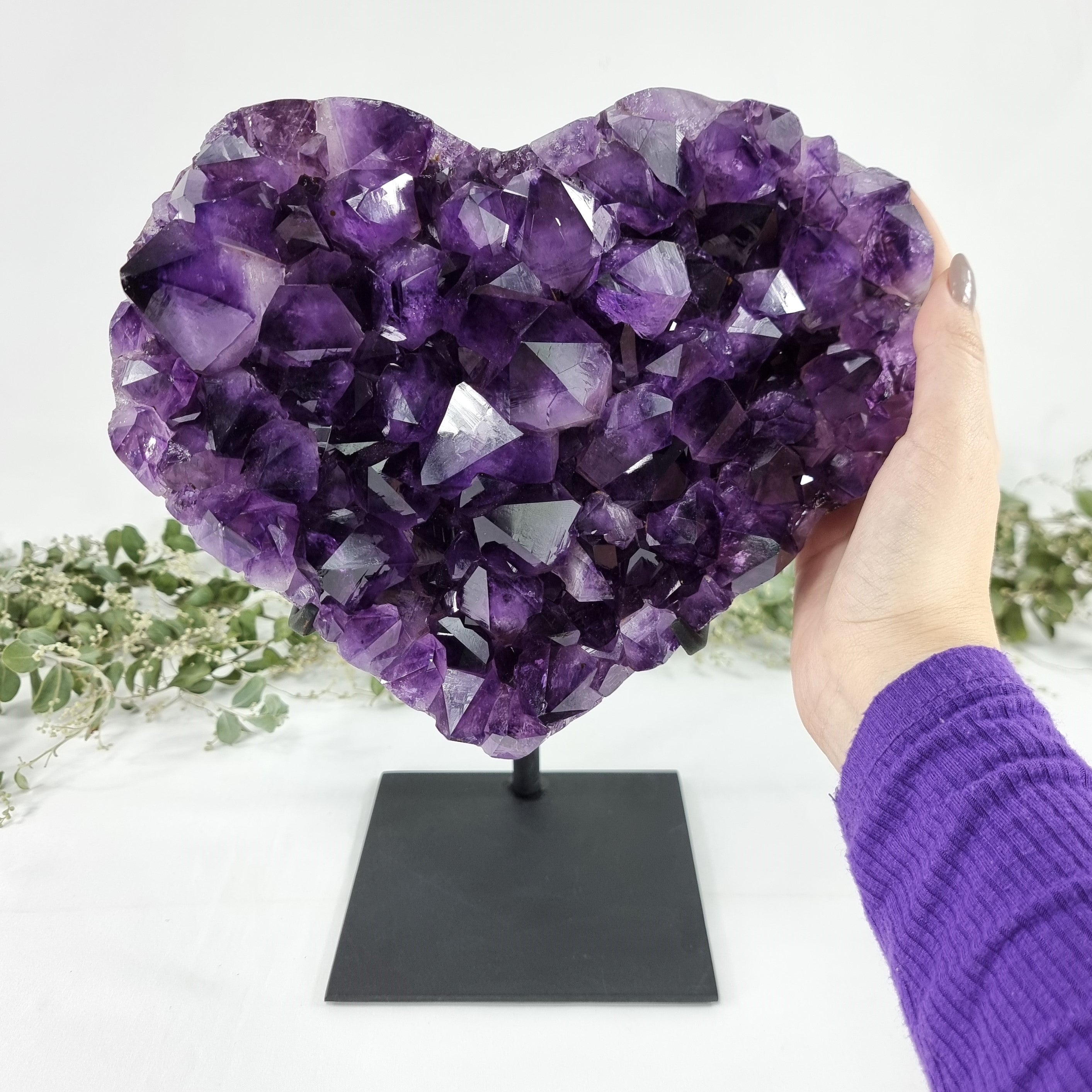 Amethyst Heart Geode, Extra Quality, metal stand, 13.6 lbs & 11.85" Tall #by Brcrystals