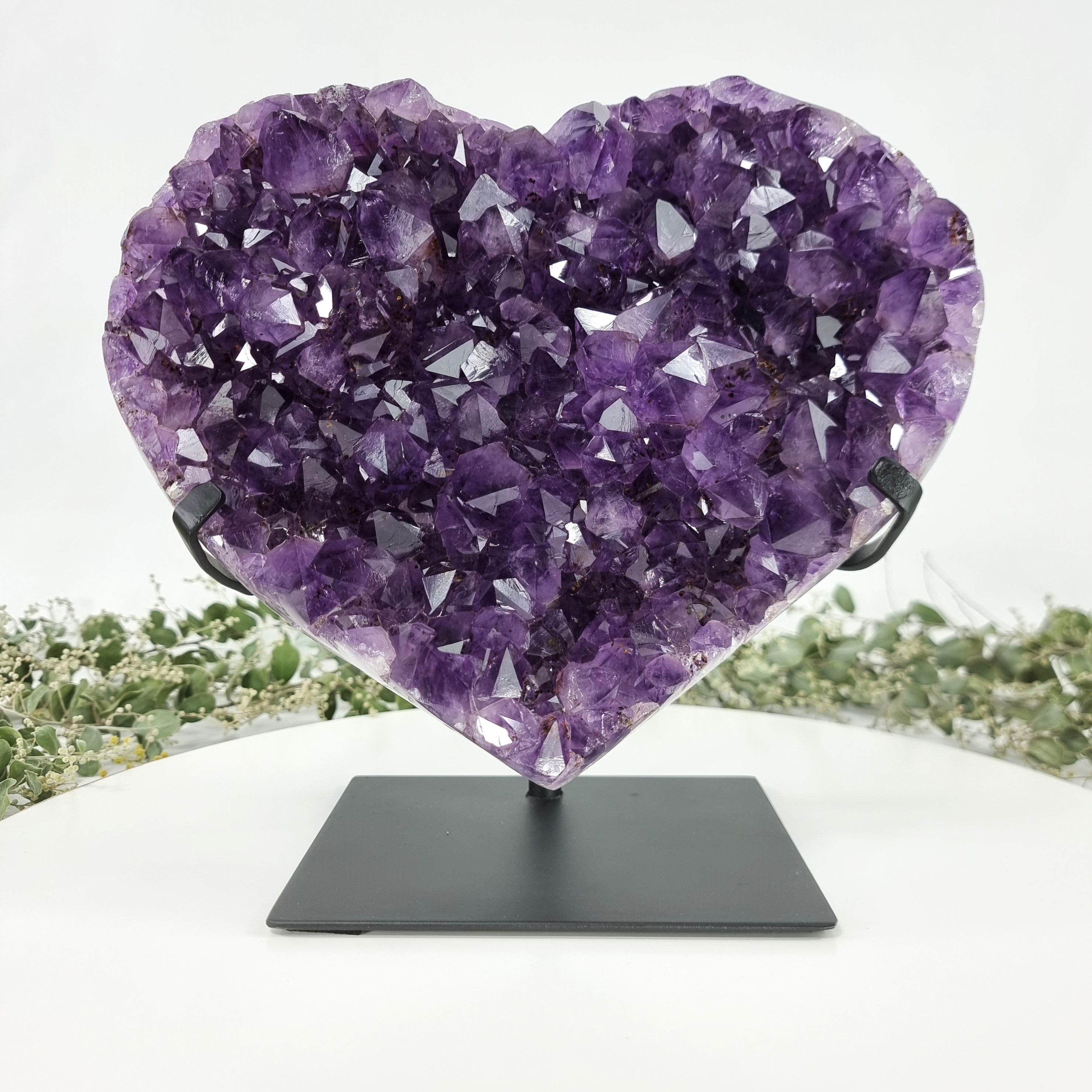 Amethyst Heart Geode, Extra Quality, metal stand, 11.4 lbs & 9.85" Tall #by Brcrystals