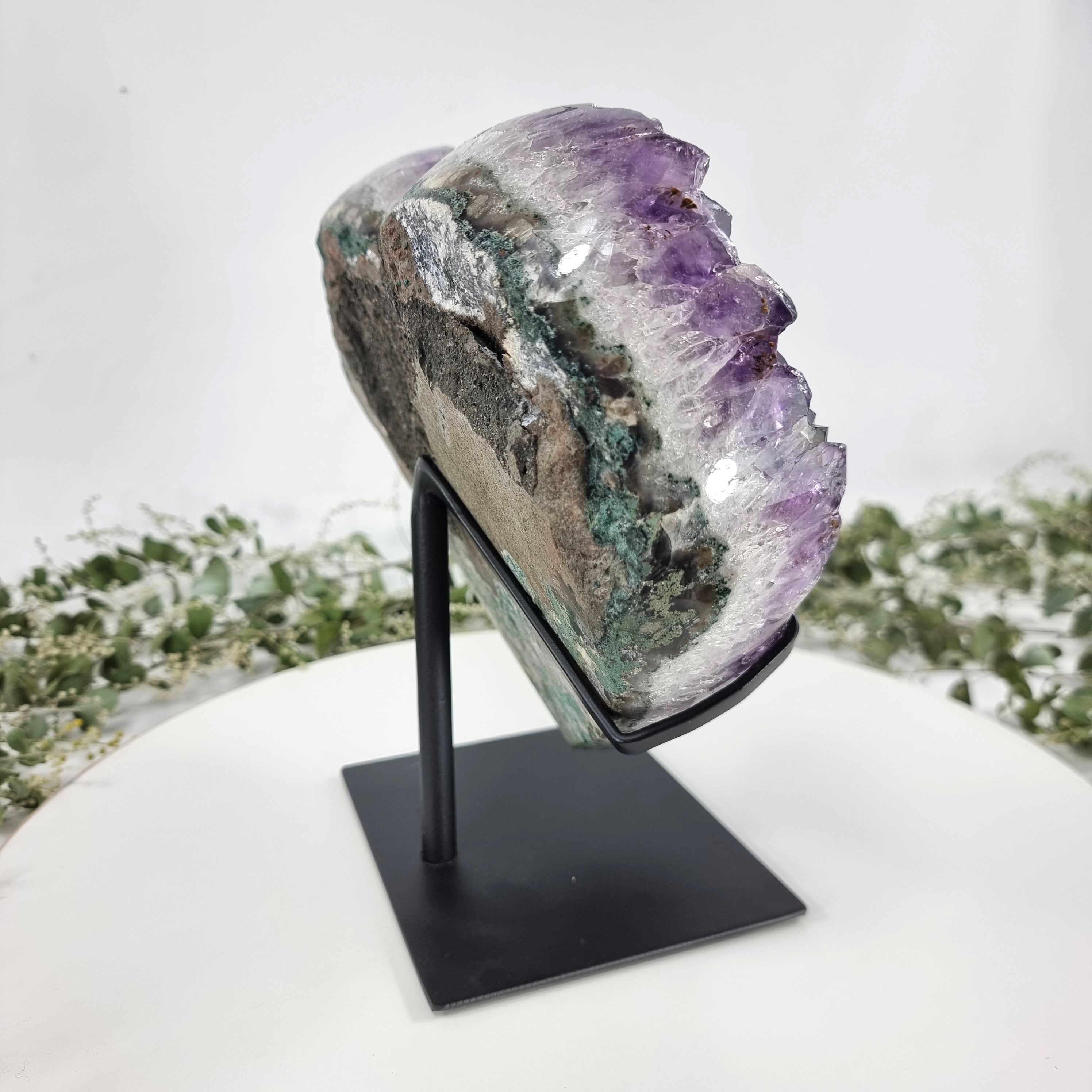 Amethyst Heart Geode, Extra Quality, metal stand, 11.4 lbs & 9.85" Tall #by Brcrystals