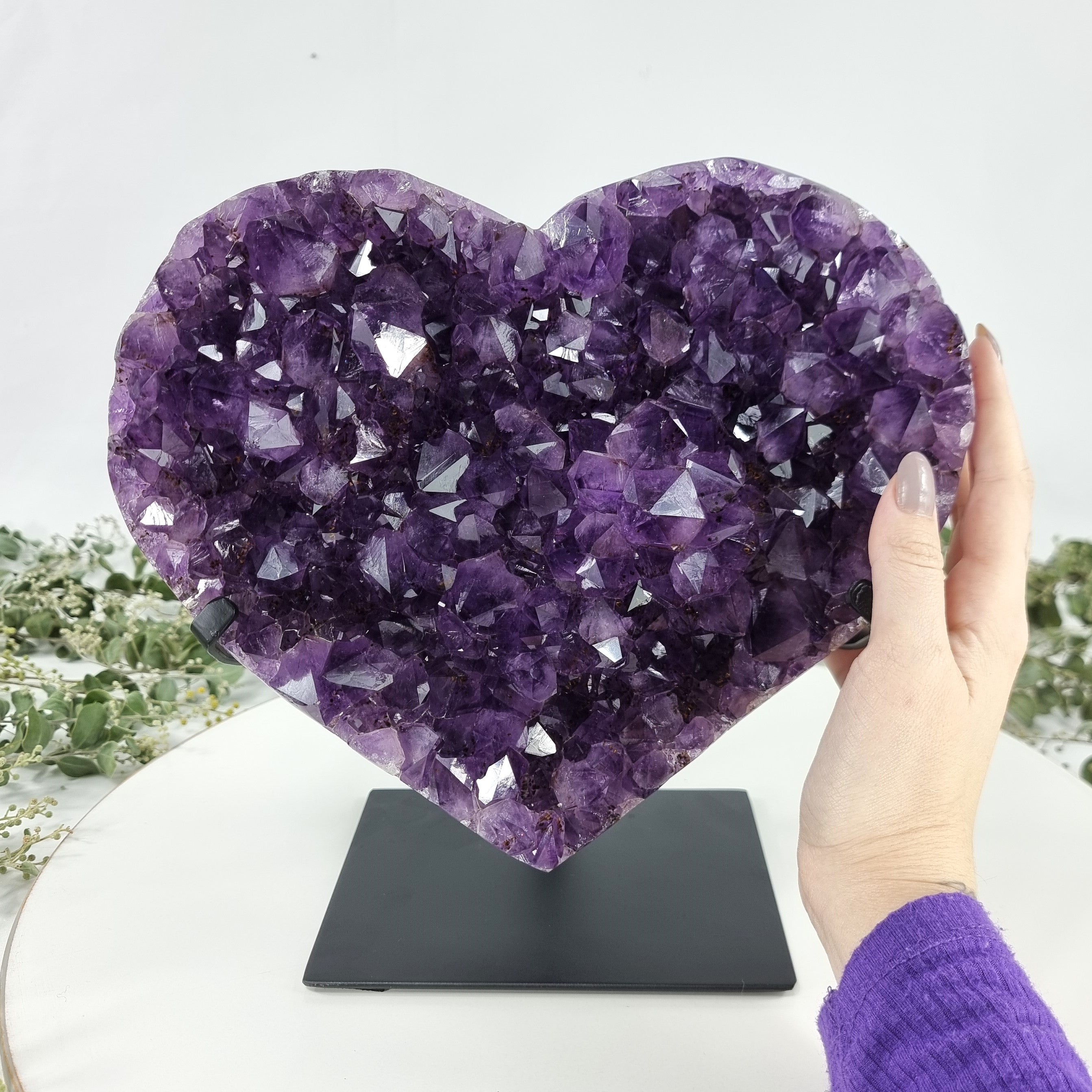 Amethyst Heart Geode, Extra Quality, metal stand, 11.4 lbs & 9.85" Tall #by Brcrystals