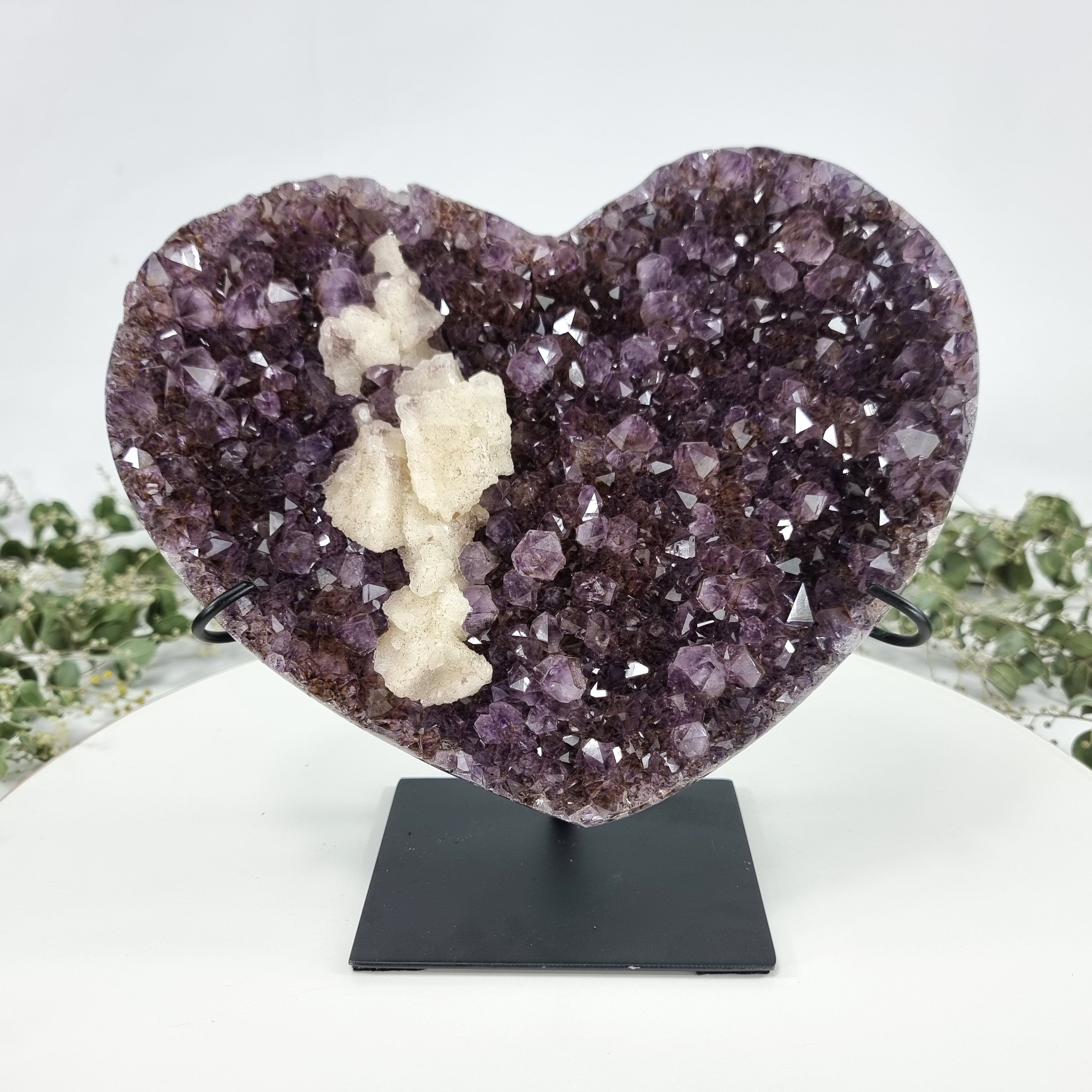 Amethyst Heart Geode, Extra Quality, metal stand, 4.7 lbs & 8.85" Tall #by Brcrystals