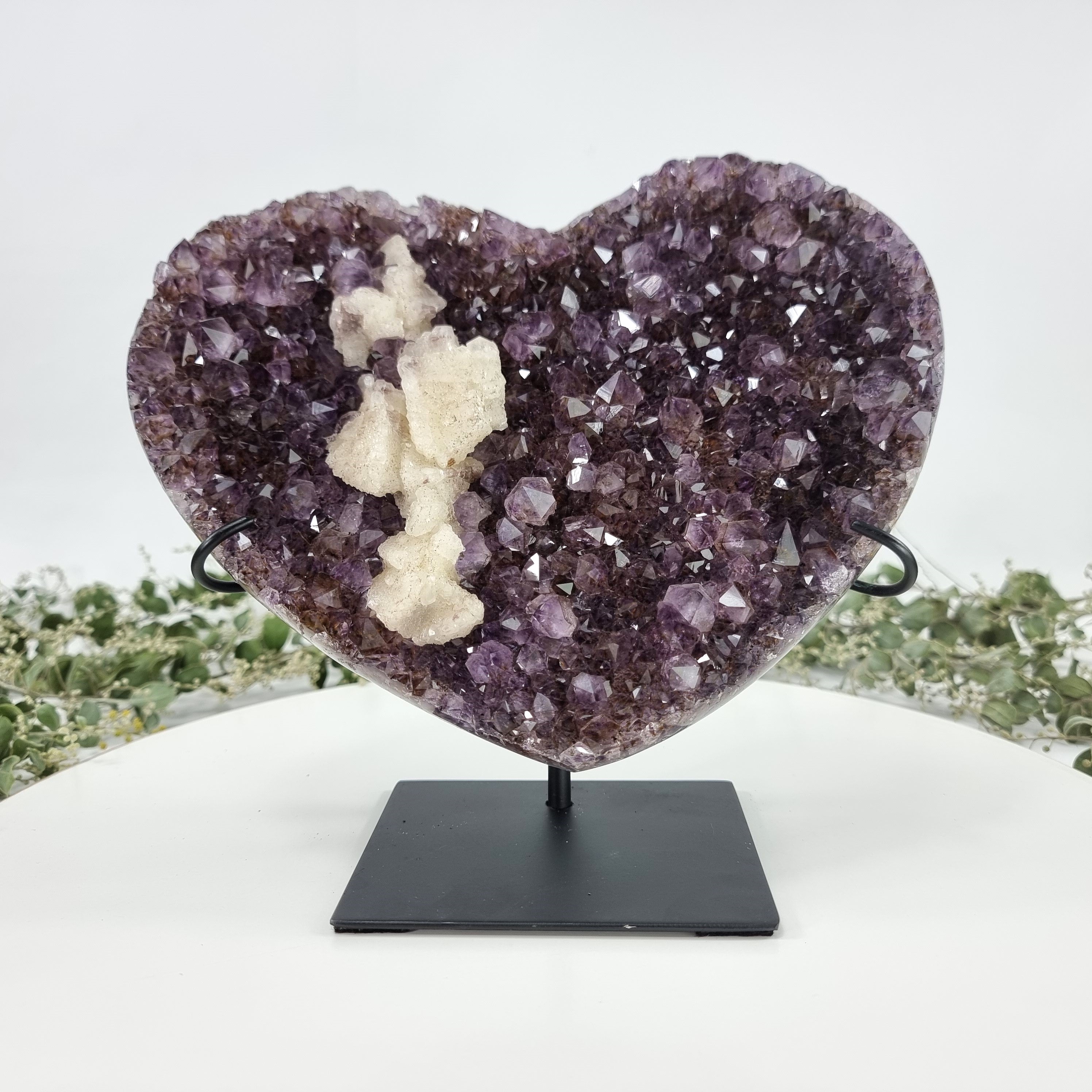 Amethyst Heart Geode, Extra Quality, metal stand, 4.7 lbs & 8.85" Tall #by Brcrystals