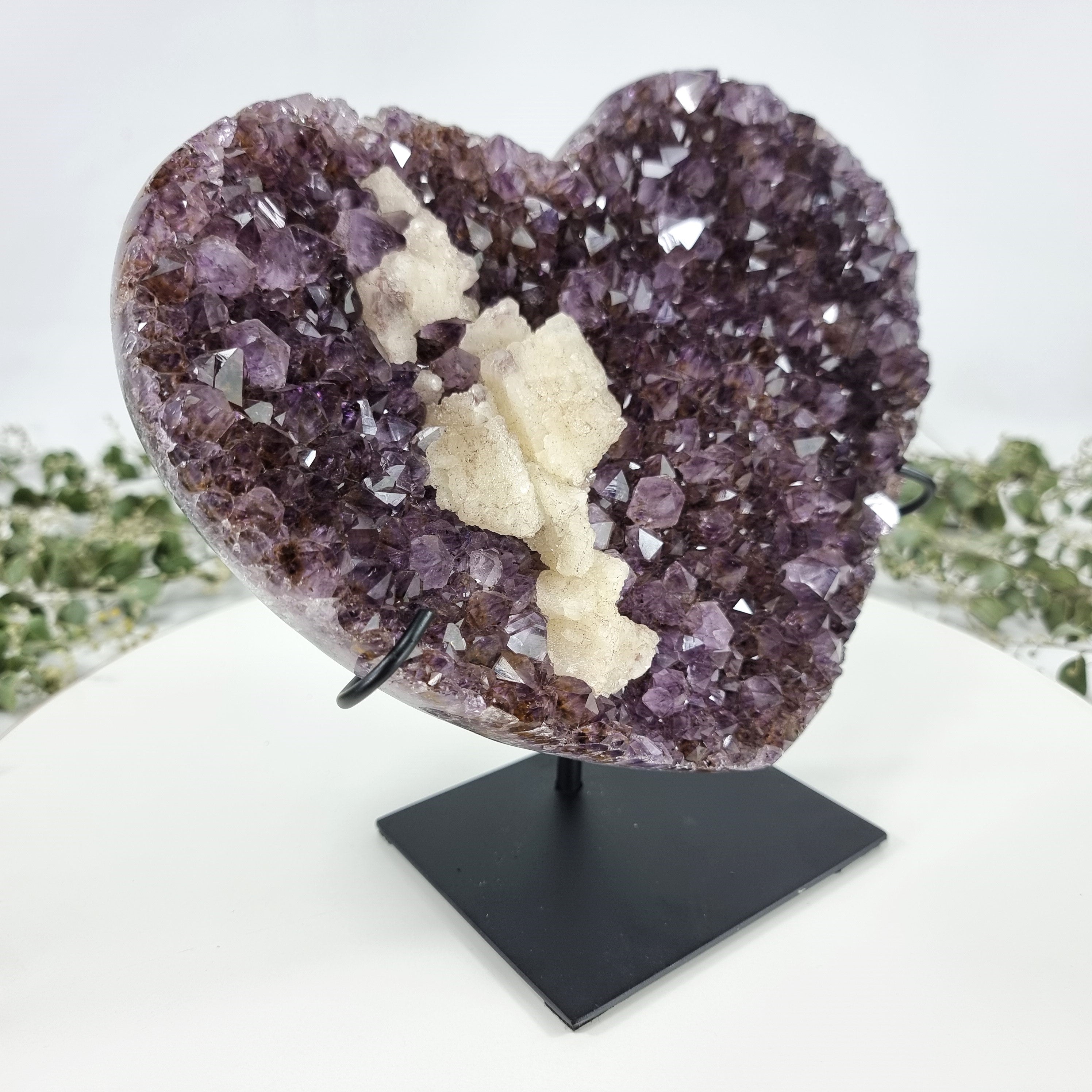 Amethyst Heart Geode, Extra Quality, metal stand, 4.7 lbs & 8.85" Tall #by Brcrystals