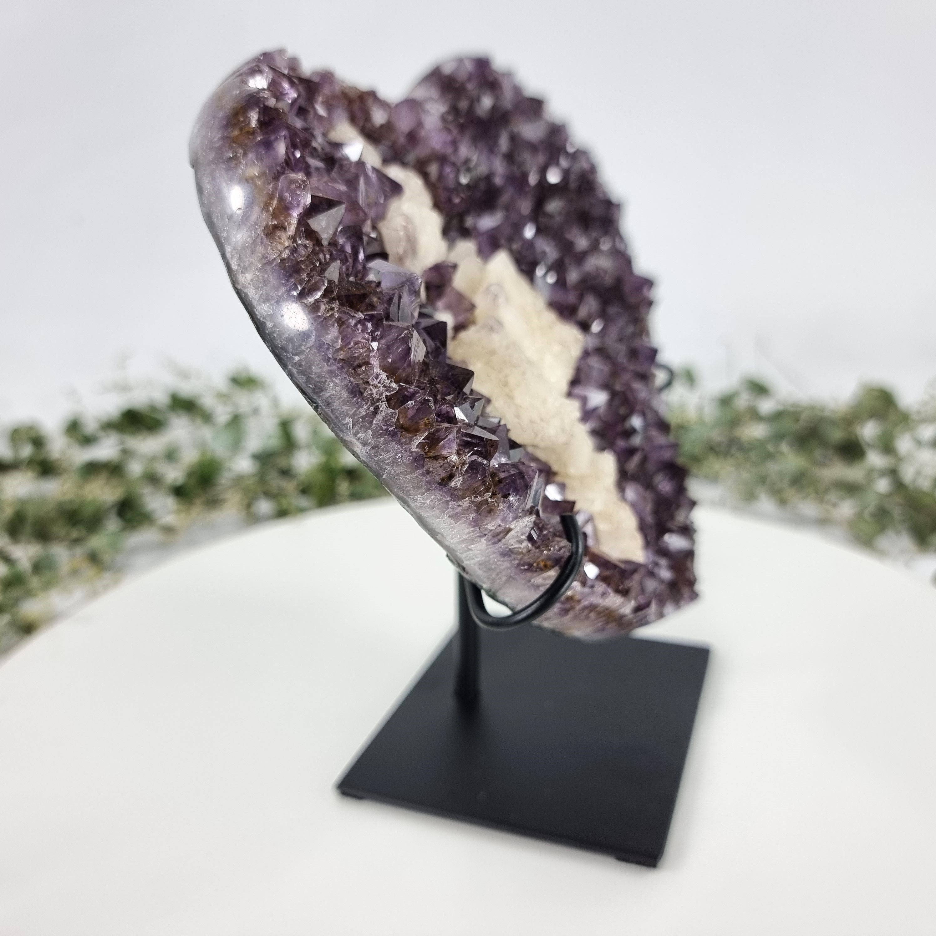 Amethyst Heart Geode, Extra Quality, metal stand, 4.7 lbs & 8.85" Tall #by Brcrystals