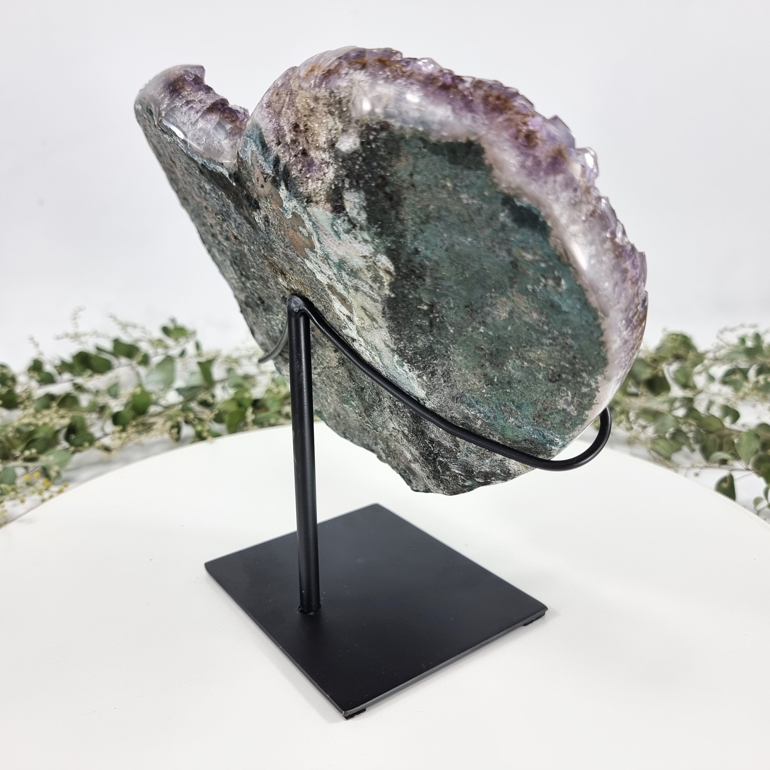 Amethyst Heart Geode, Extra Quality, metal stand, 4.7 lbs & 8.85" Tall #by Brcrystals