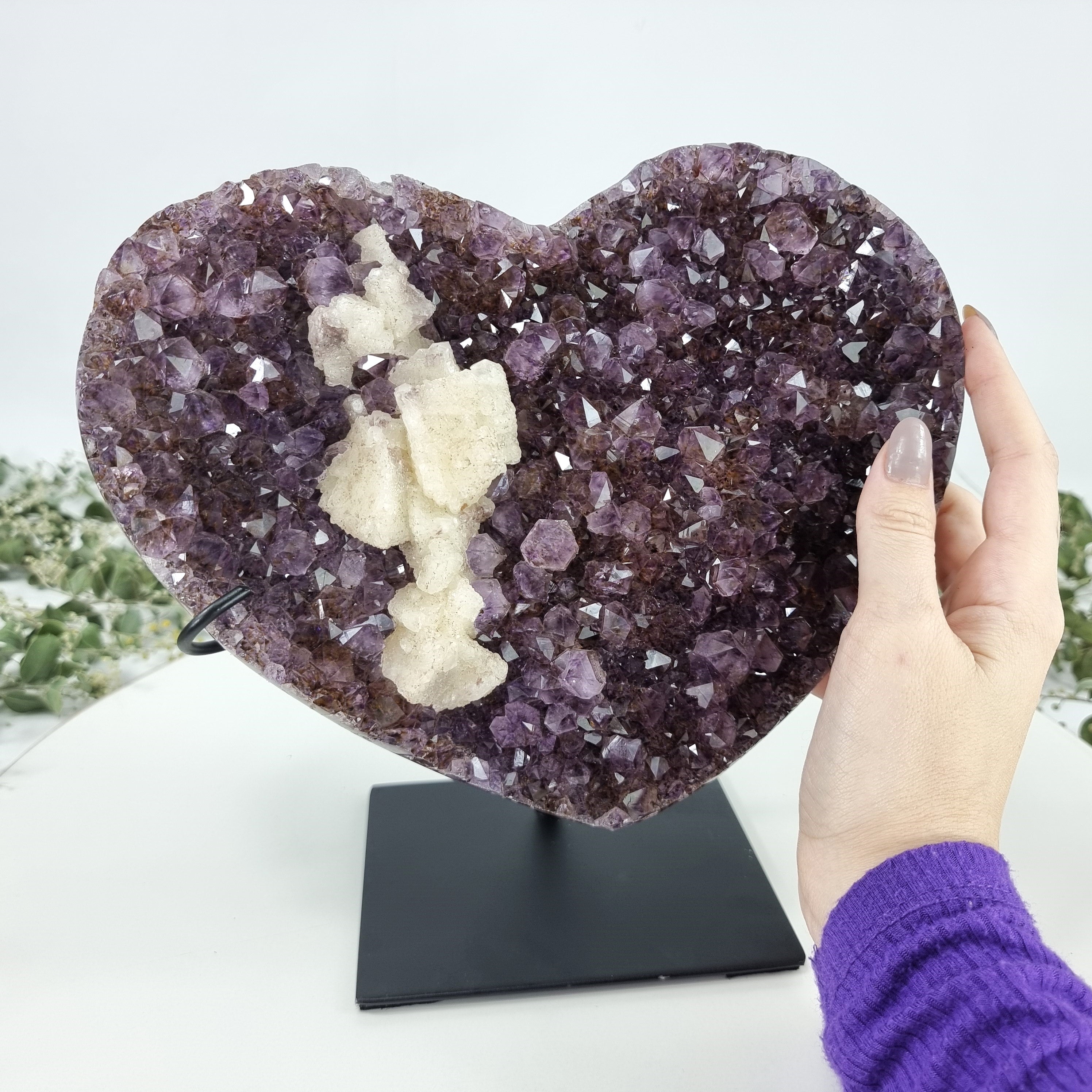 Amethyst Heart Geode, Extra Quality, metal stand, 4.7 lbs & 8.85" Tall #by Brcrystals