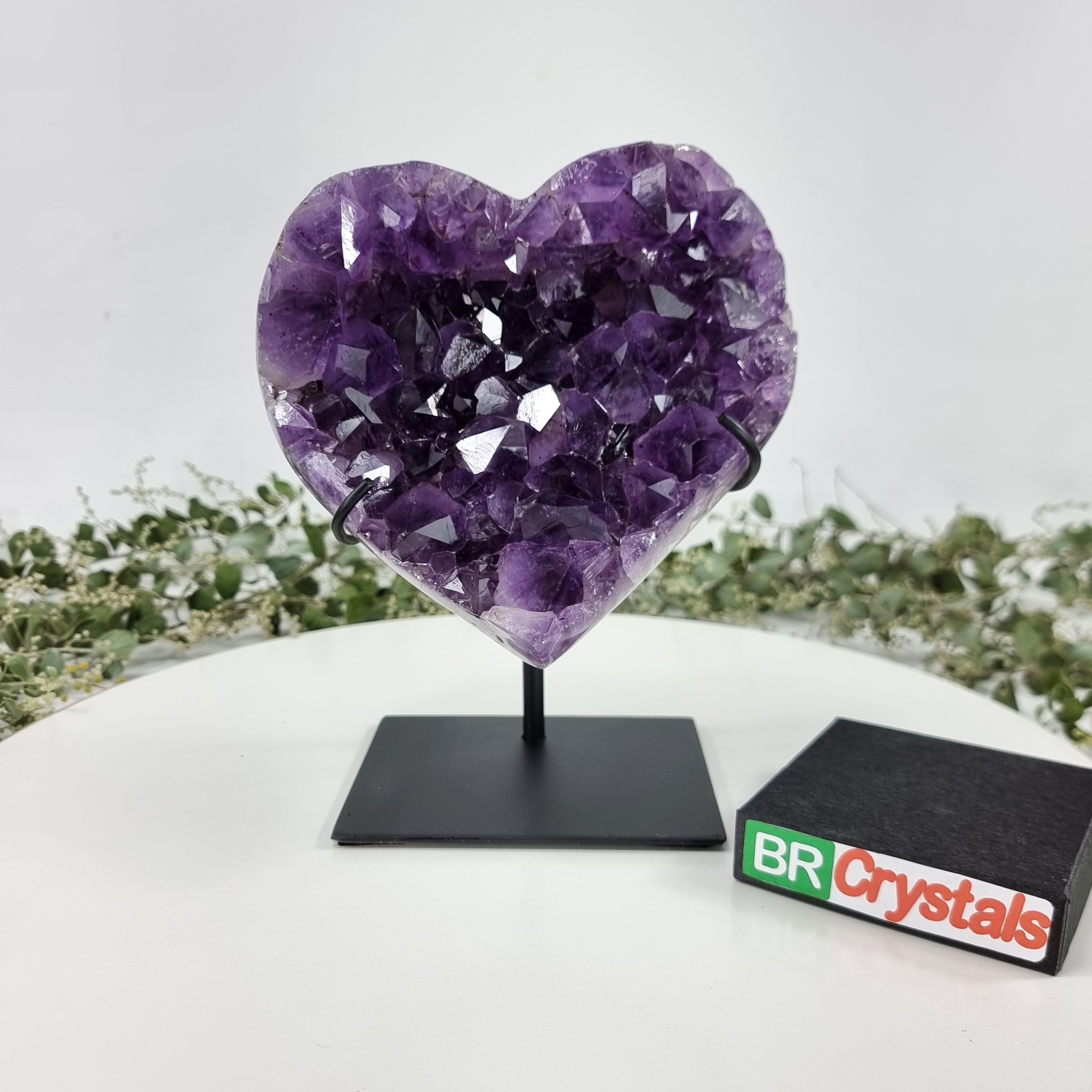 Amethyst Heart Geode, Extra Quality, metal stand, 5.18 lbs & 7.87" Tall #by Brcrystals