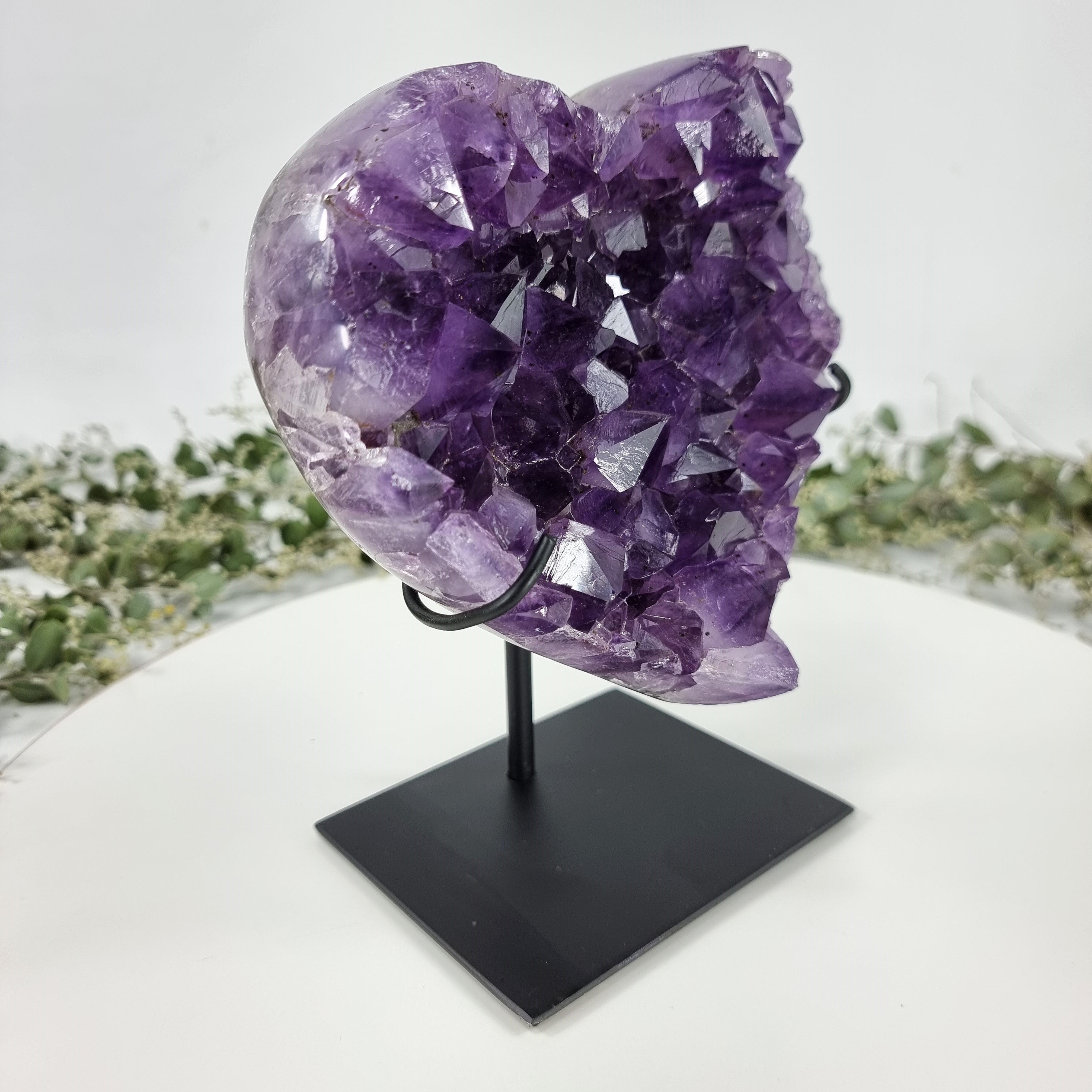 Amethyst Heart Geode, Extra Quality, metal stand, 5.18 lbs & 7.87" Tall #by Brcrystals