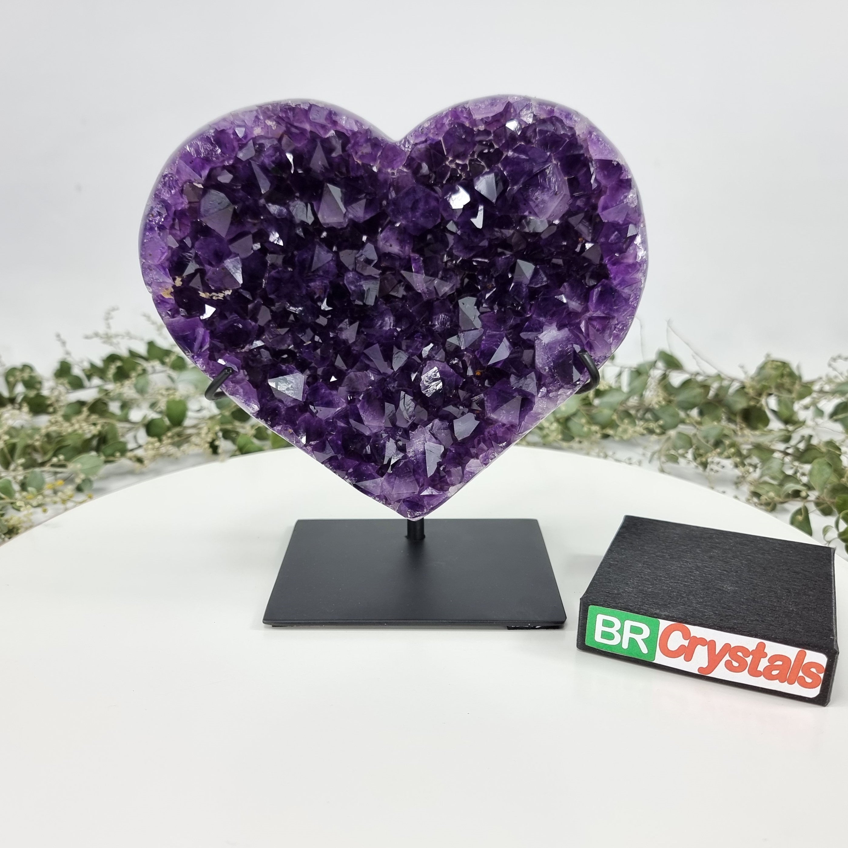 Amethyst Heart Geode, Extra Quality, metal stand, 6.7 lbs & 7.87" Tall #by Brcrystals