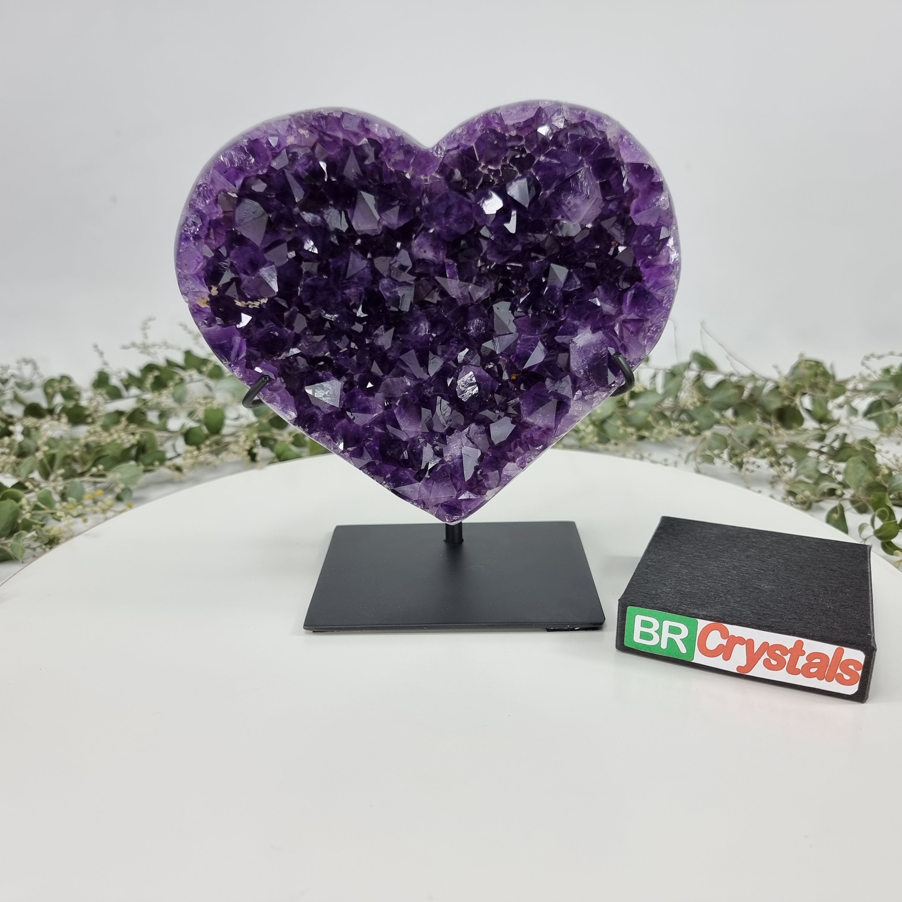 Amethyst Heart Geode, Extra Quality, metal stand, 5.57 lbs & 7.68" Tall #by Brcrystals