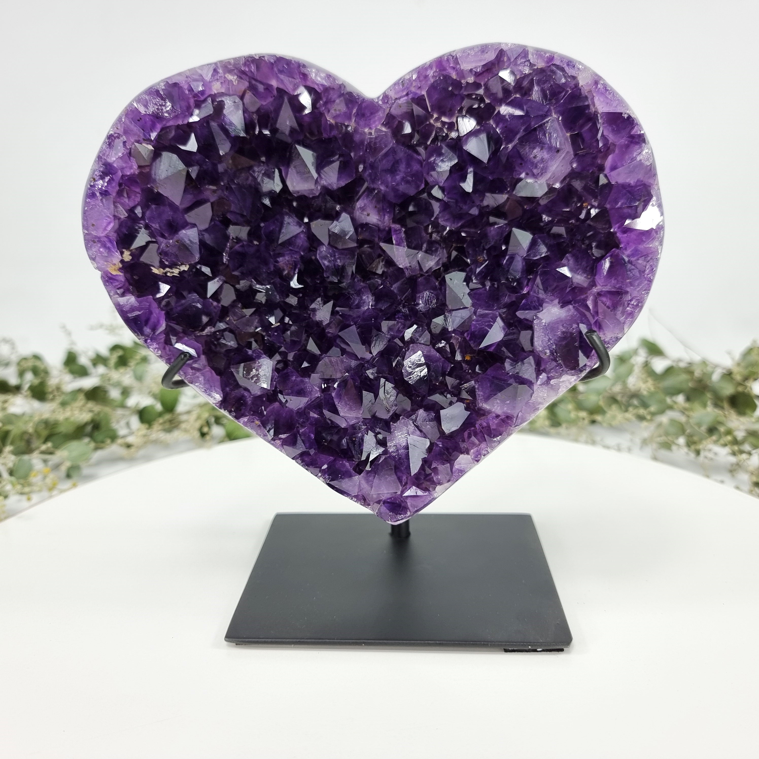 Amethyst Heart Geode, Extra Quality, metal stand, 6.7 lbs & 7.87" Tall #by Brcrystals