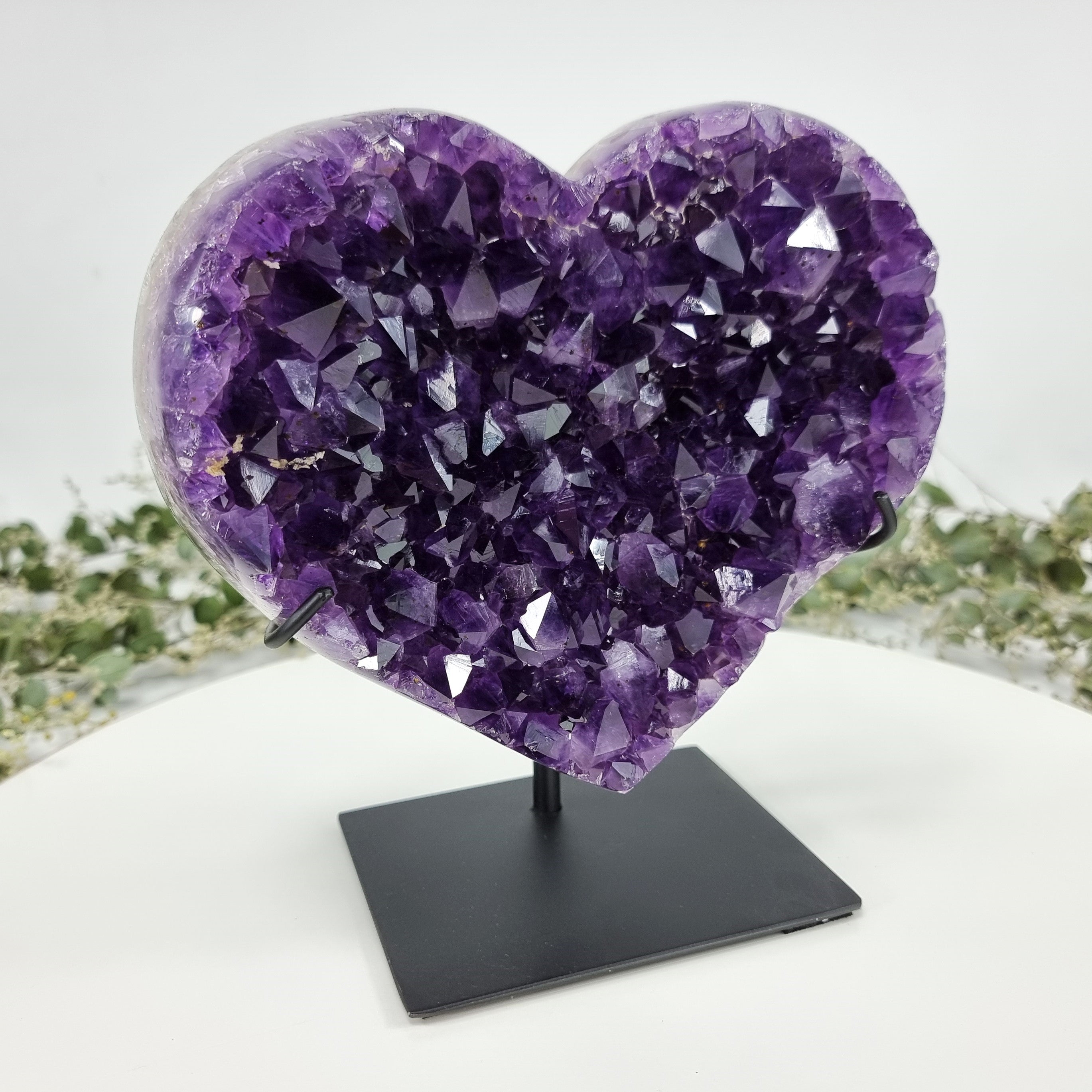 Amethyst Heart Geode, Extra Quality, metal stand, 6.7 lbs & 7.87" Tall #by Brcrystals