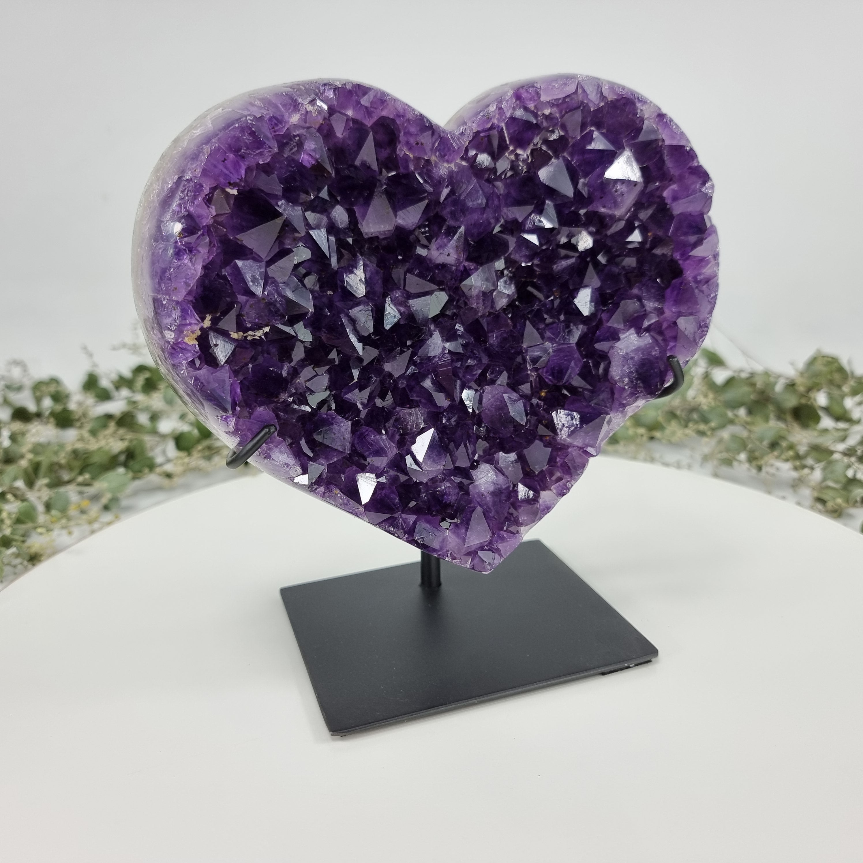 Amethyst Heart Geode, Extra Quality, metal stand, 5.57 lbs & 7.68" Tall #by Brcrystals