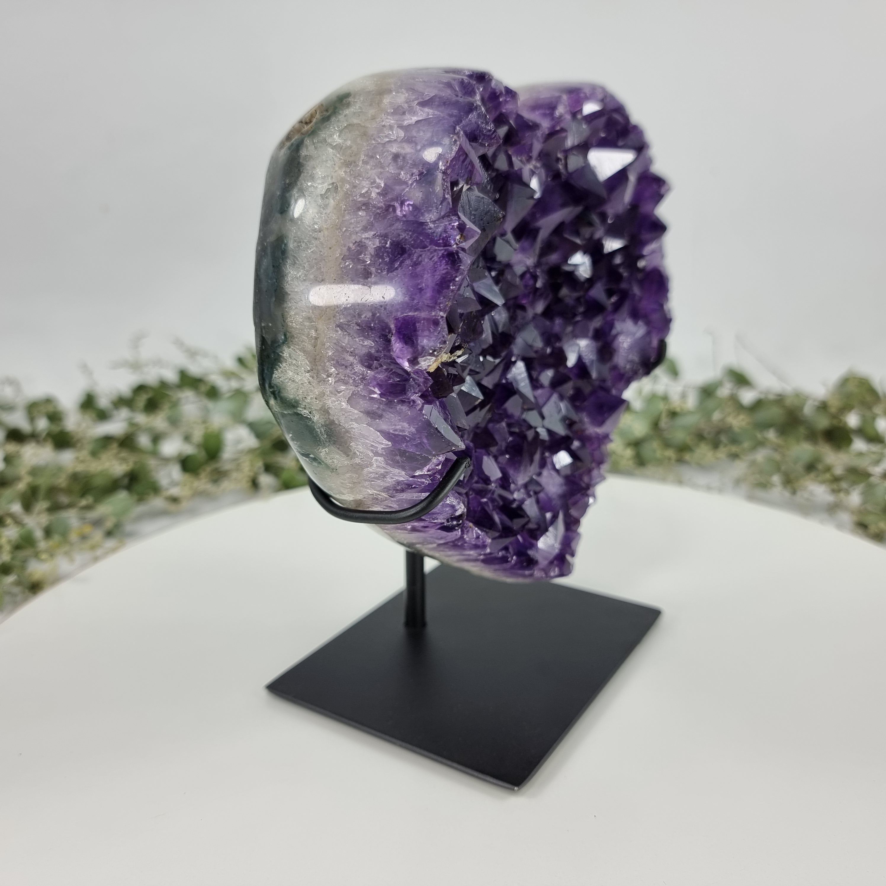 Amethyst Heart Geode, Extra Quality, metal stand, 5.57 lbs & 7.68" Tall #by Brcrystals