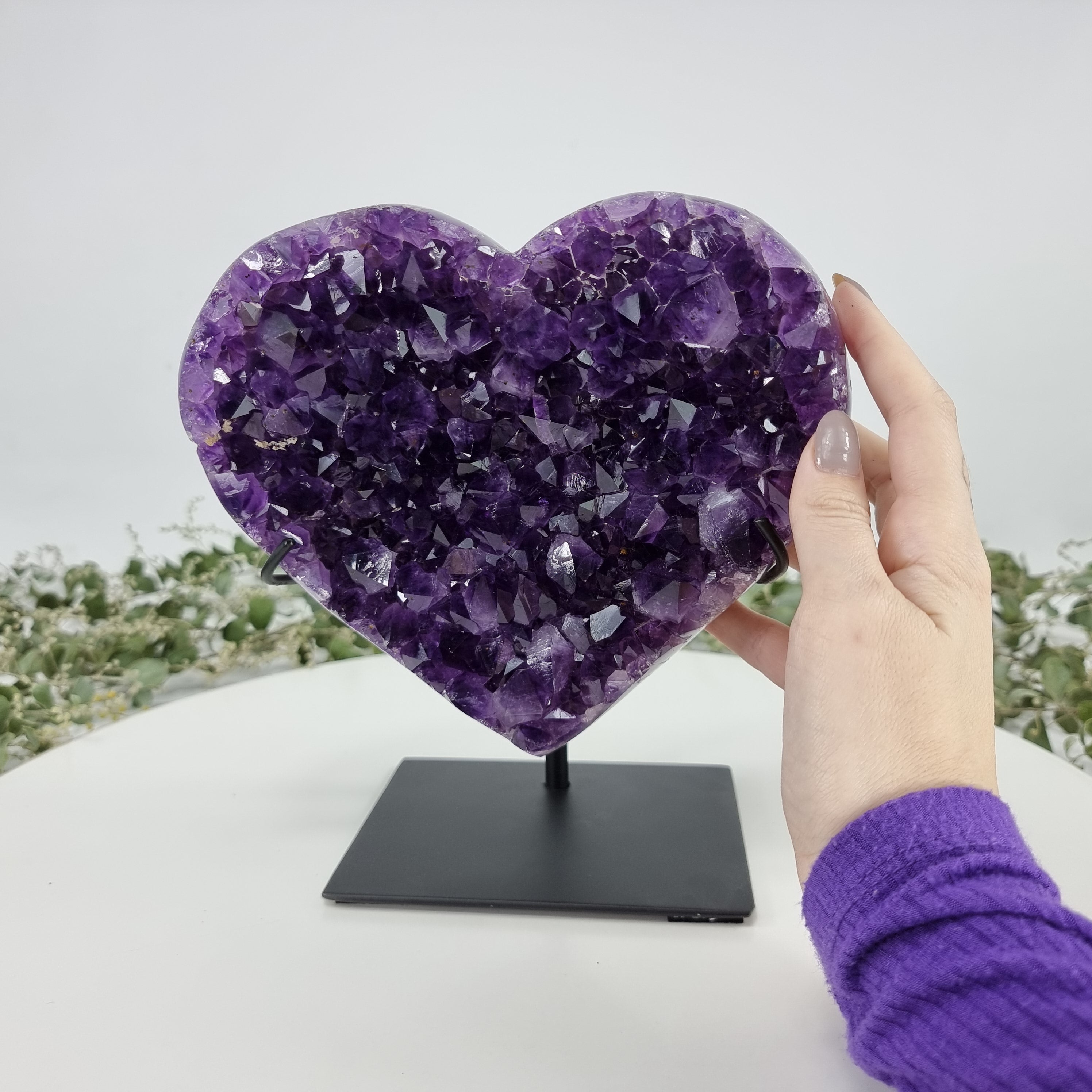 Amethyst Heart Geode, Extra Quality, metal stand, 5.57 lbs & 7.68" Tall #by Brcrystals