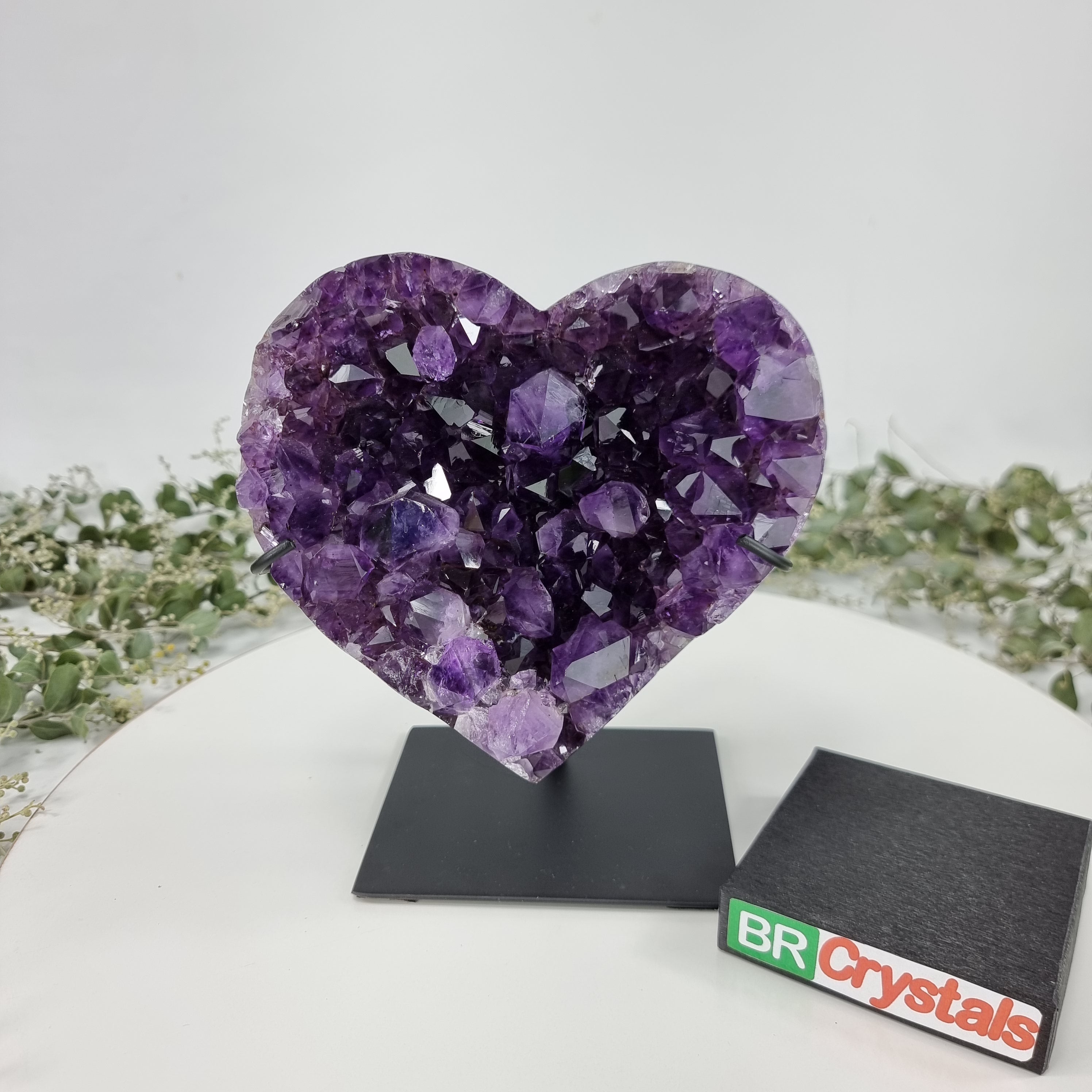 Amethyst Heart Geode, Extra Quality, metal stand, 5.58 lbs & 7.88" Tall #by Brcrystals