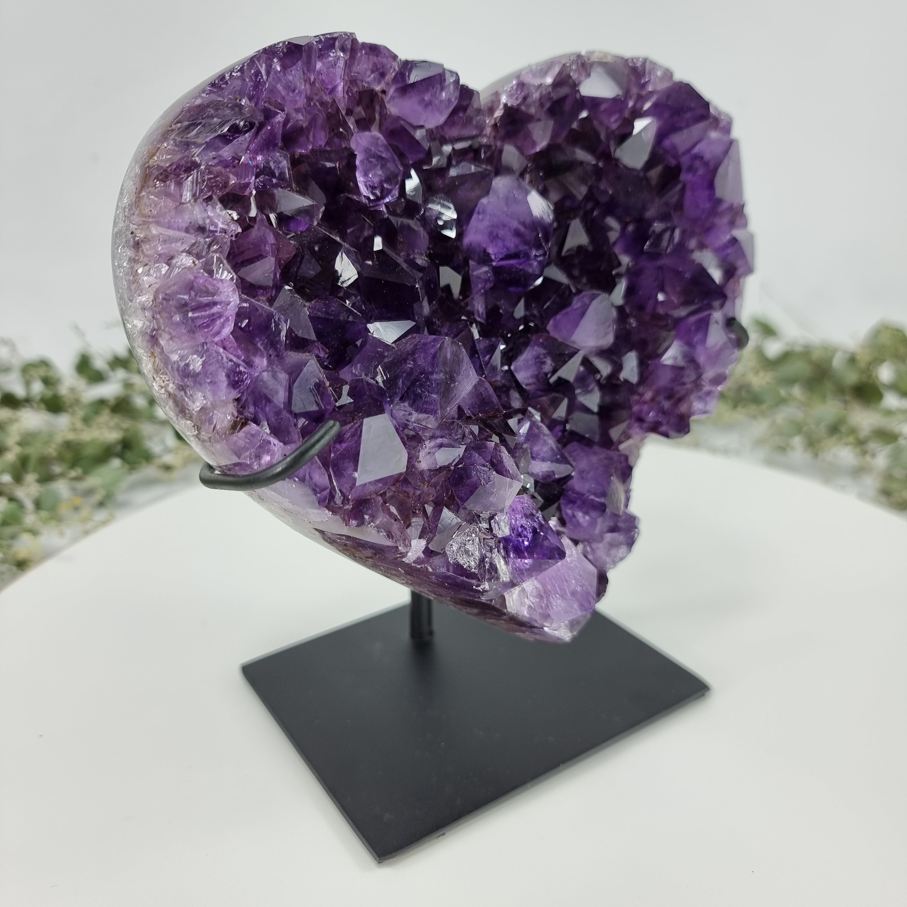 Amethyst Heart Geode, Extra Quality, metal stand, 5.58 lbs & 7.88" Tall #by Brcrystals