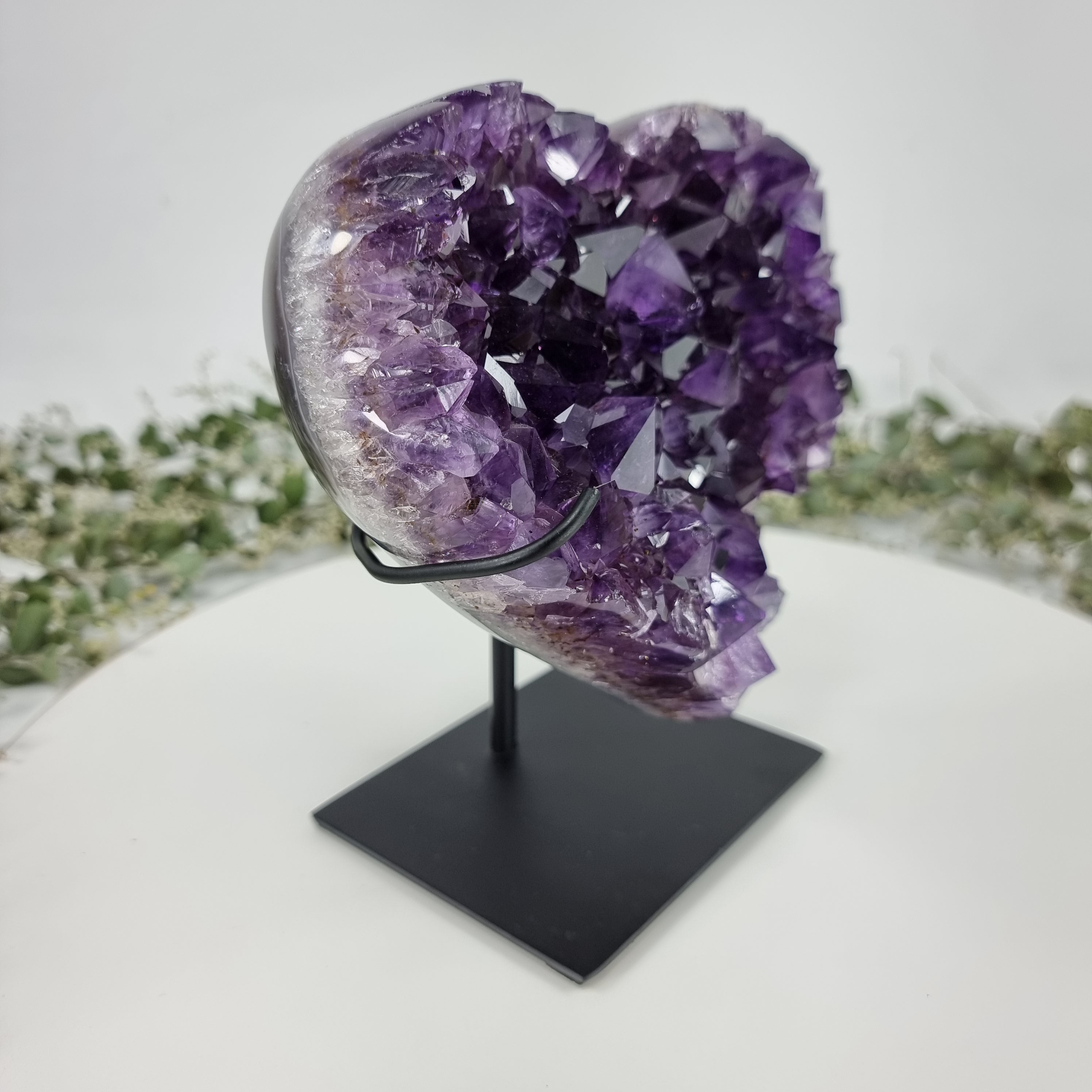 Amethyst Heart Geode, Extra Quality, metal stand, 5.58 lbs & 7.88" Tall #by Brcrystals