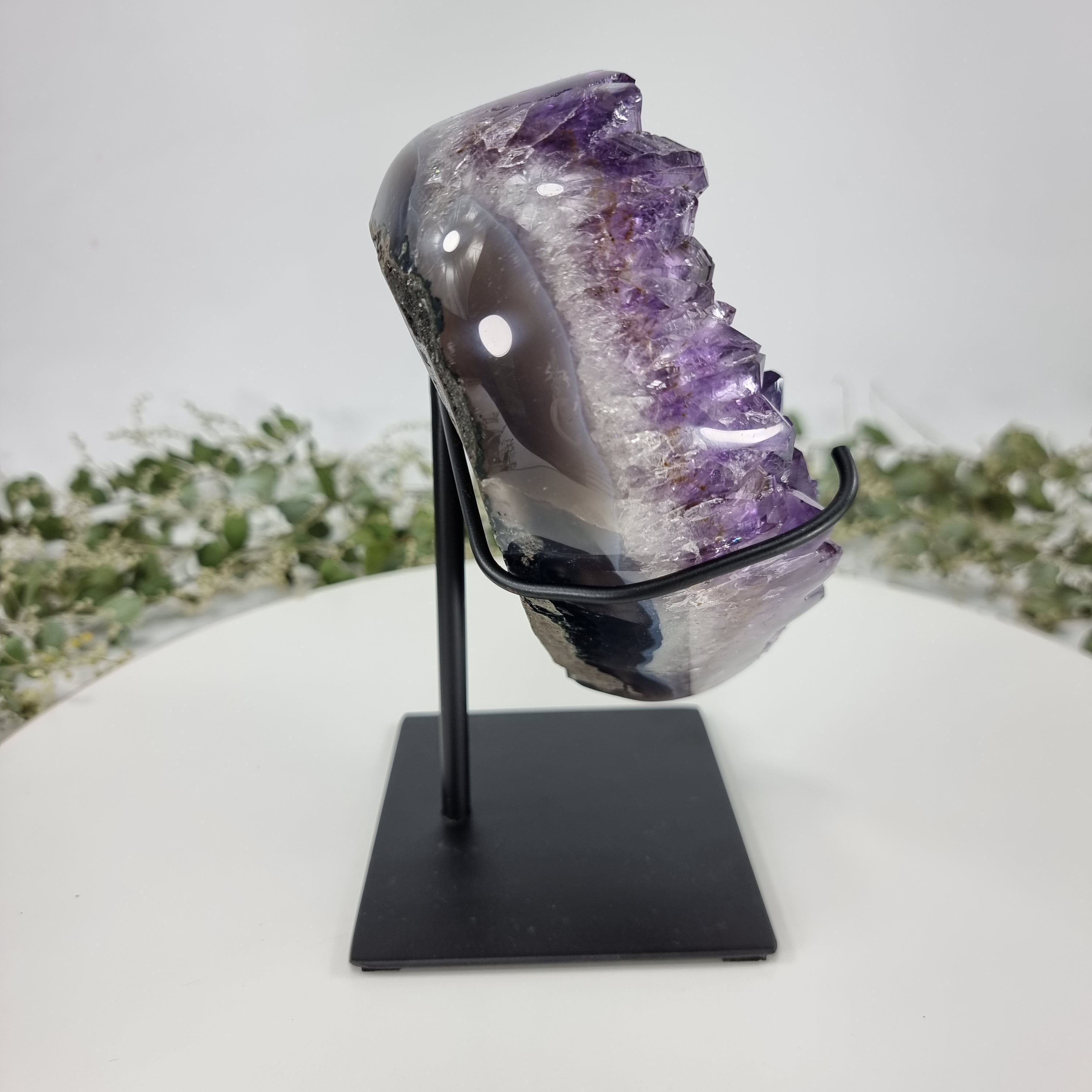 Amethyst Heart Geode, Extra Quality, metal stand, 5.58 lbs & 7.88" Tall #by Brcrystals