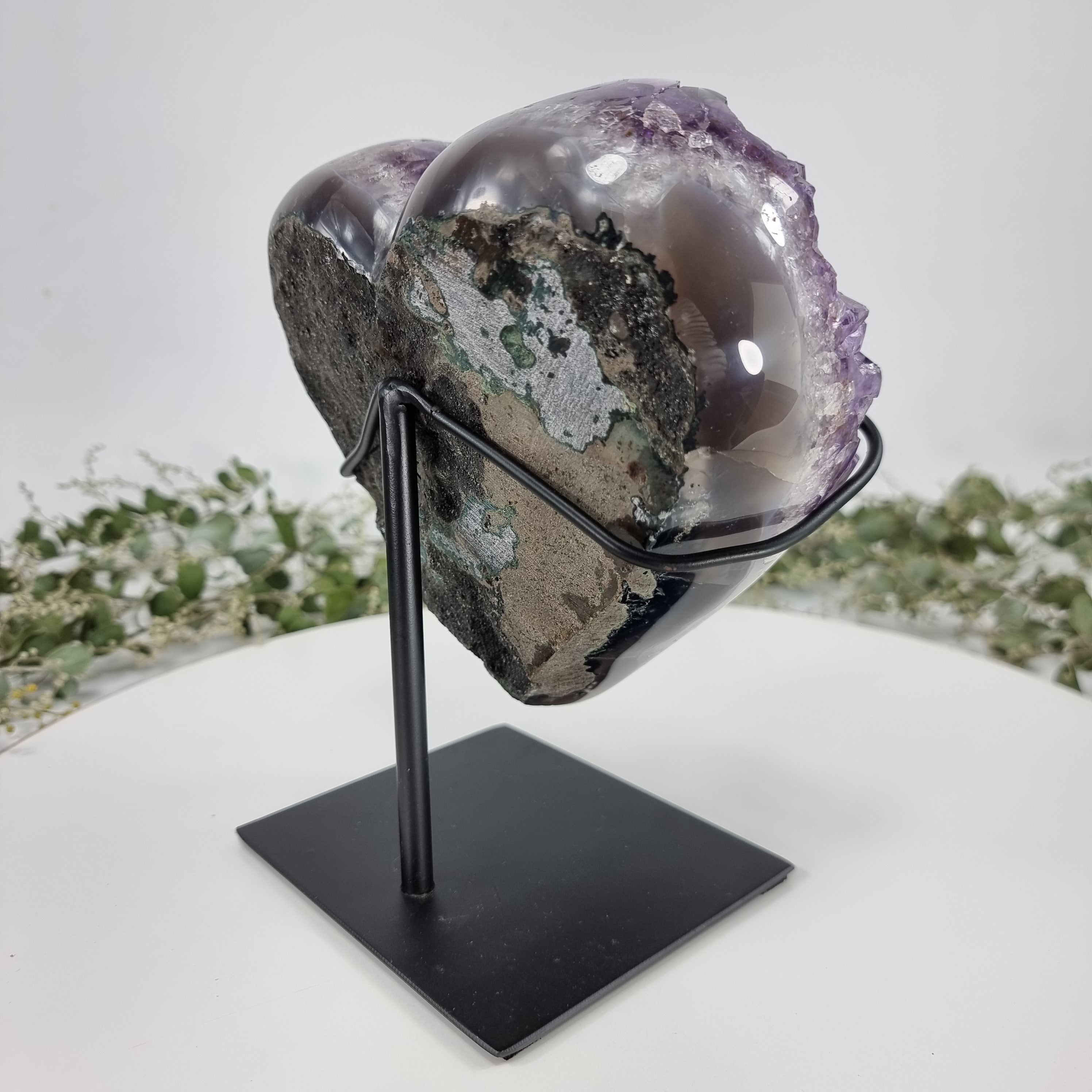 Amethyst Heart Geode, Extra Quality, metal stand, 5.58 lbs & 7.88" Tall #by Brcrystals