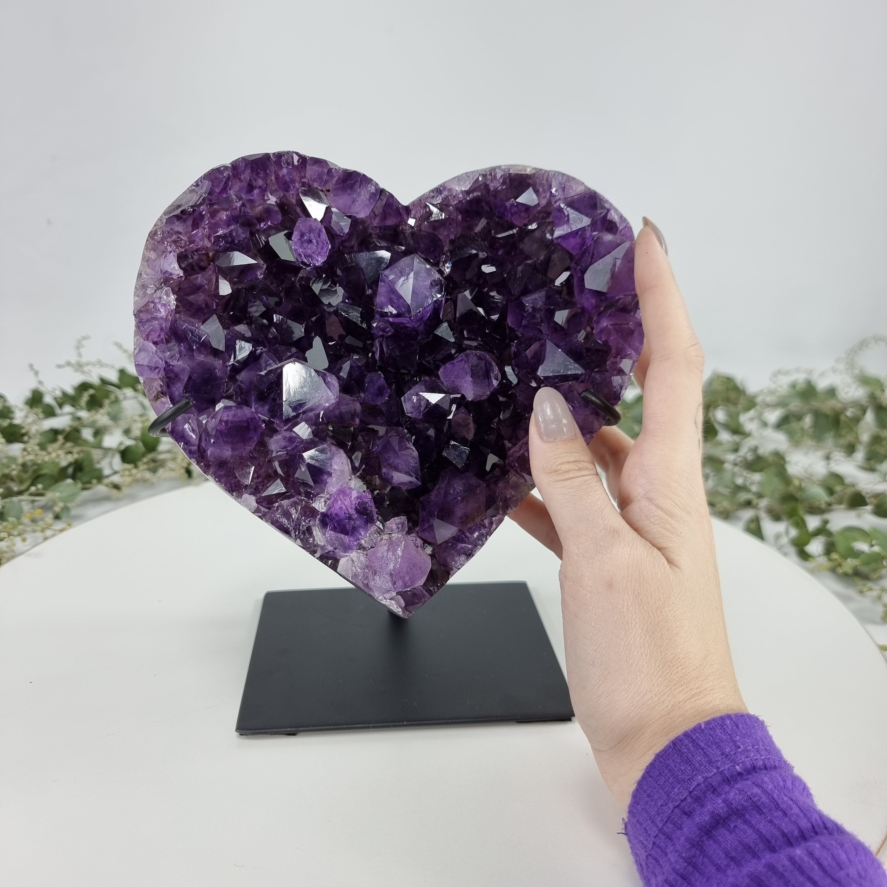 Amethyst Heart Geode, Extra Quality, metal stand, 5.58 lbs & 7.88" Tall #by Brcrystals