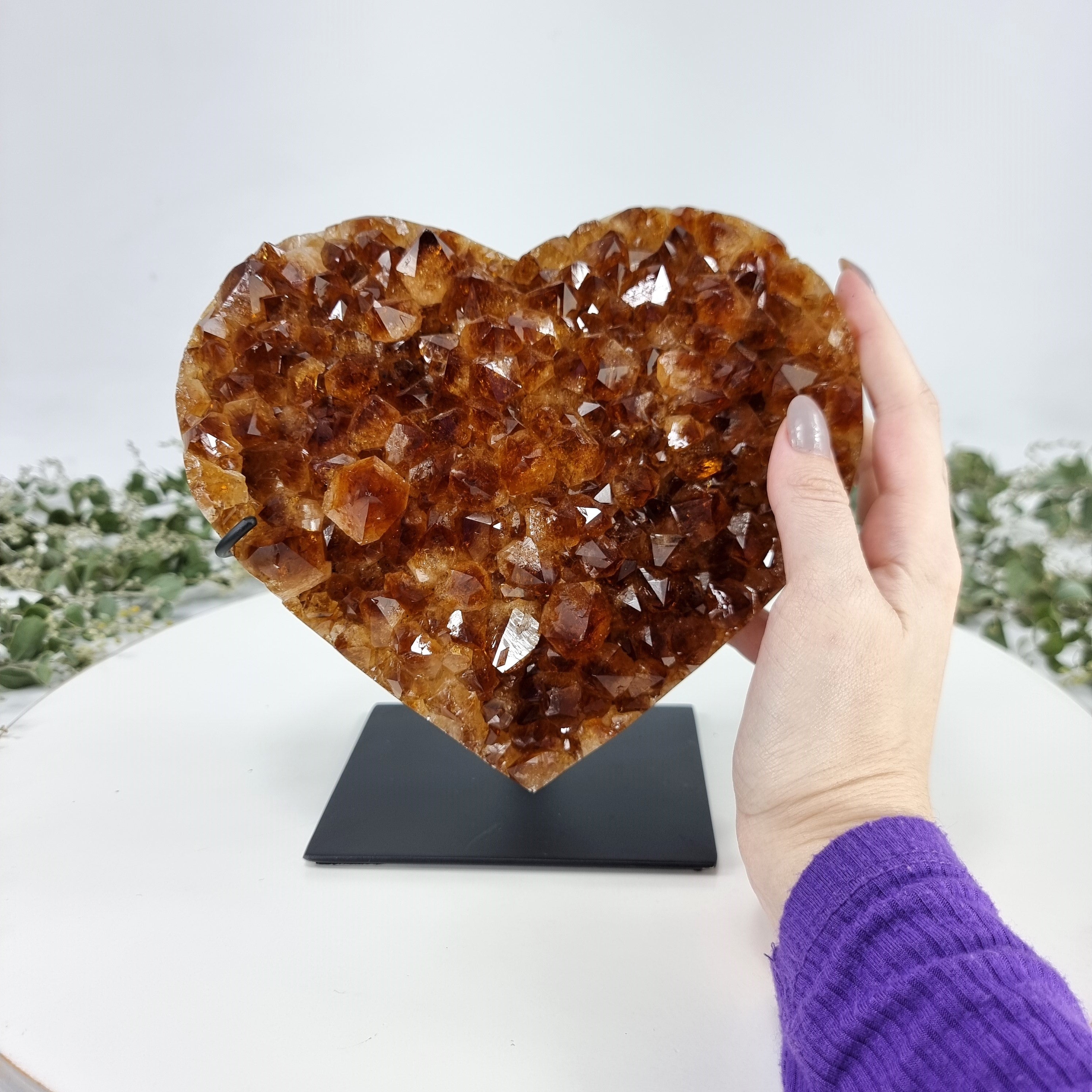 Citrine Heart Geode, Extra Quality, metal stand, 6.57 lbs & 7.87" Tall #by Brcrystals