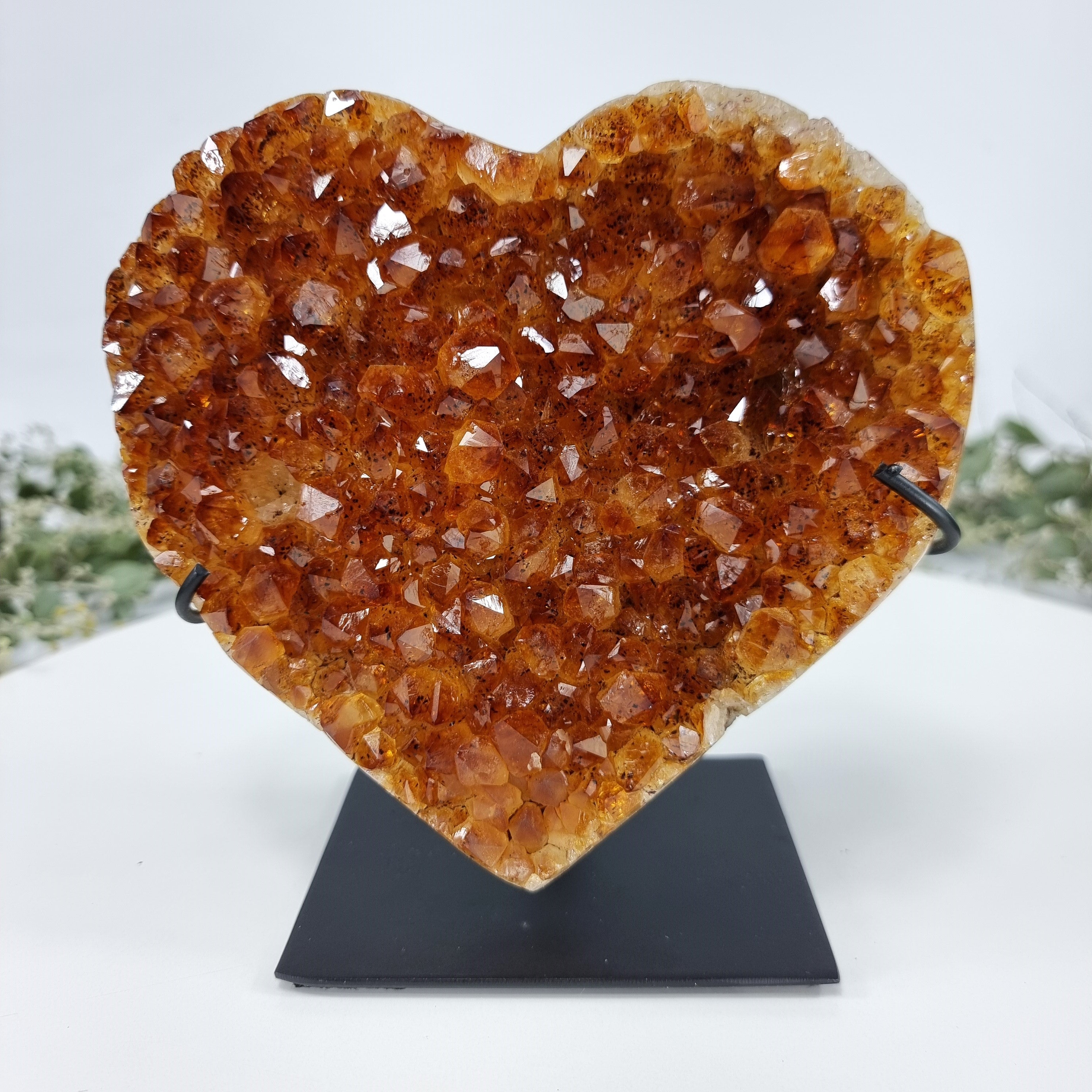 Citrine Heart Geode, Extra Quality, metal stand, 2.98 lbs & 6.30" Tall #by Brcrystals