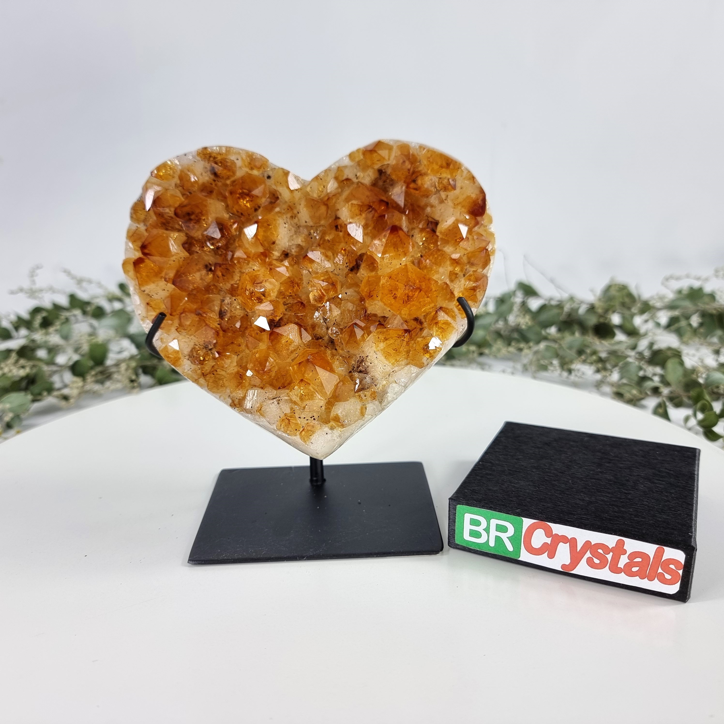 Citrine Heart Geode, Extra Quality, metal stand, 2.71 lbs & 7.08" Tall #by Brcrystals