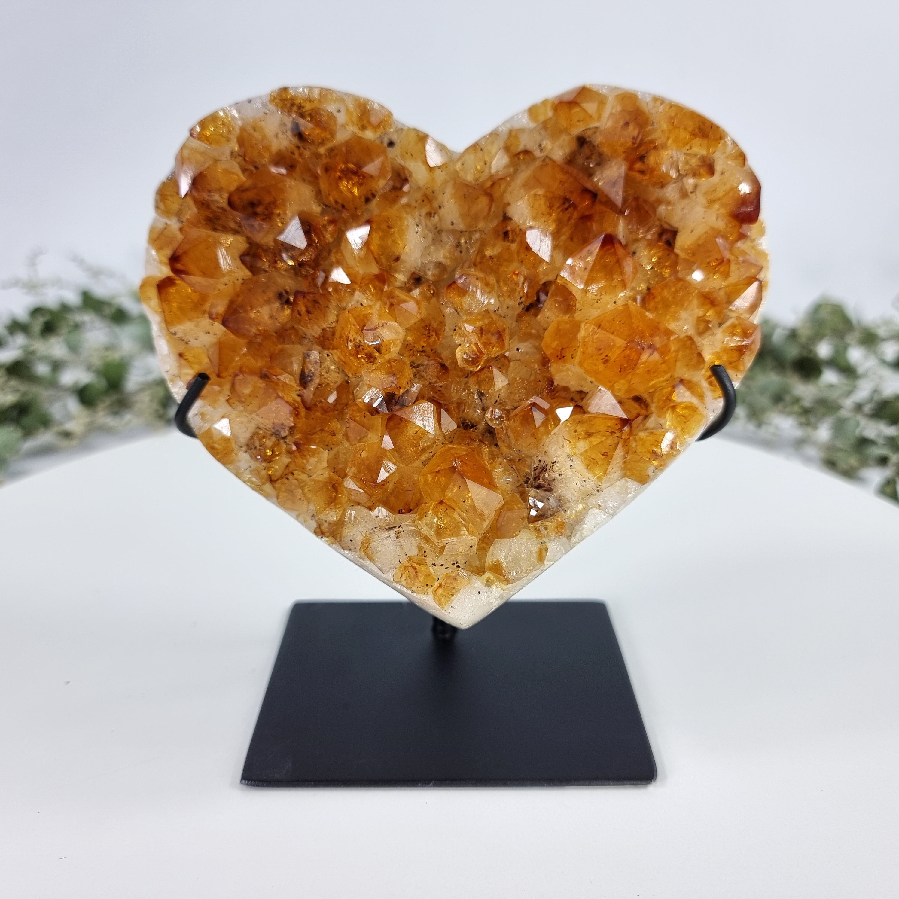 Citrine Heart Geode, Extra Quality, metal stand, 2.71 lbs & 7.08" Tall #by Brcrystals