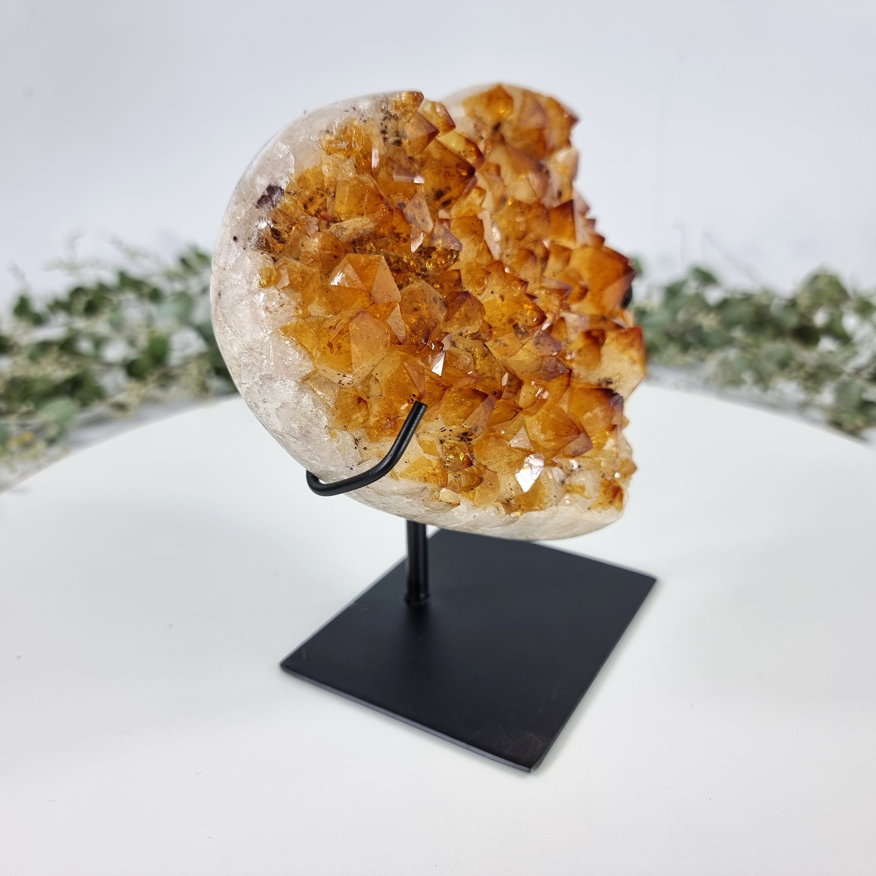 Citrine Heart Geode, Extra Quality, metal stand, 2.71 lbs & 7.08" Tall #by Brcrystals