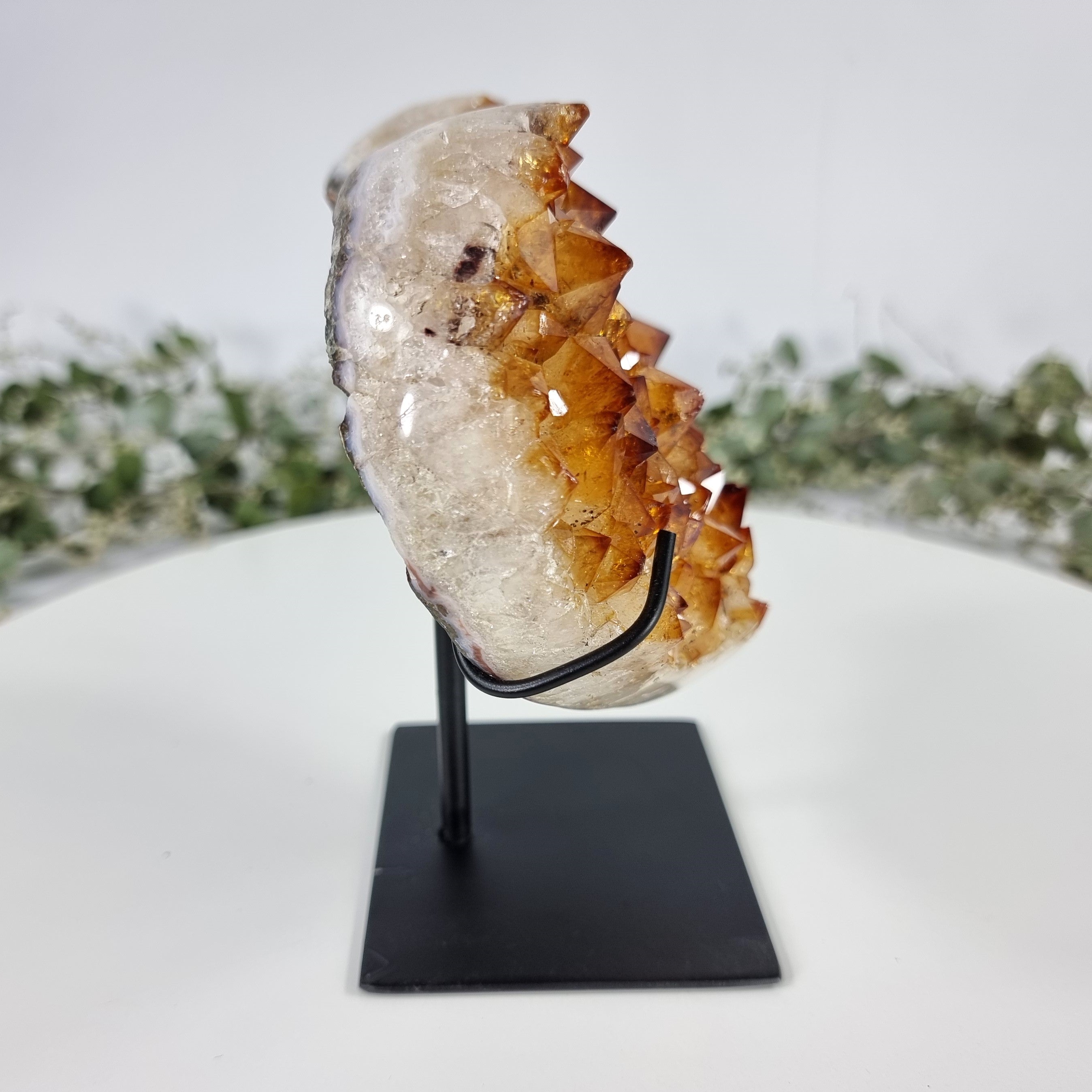 Citrine Heart Geode, Extra Quality, metal stand, 2.71 lbs & 7.08" Tall #by Brcrystals