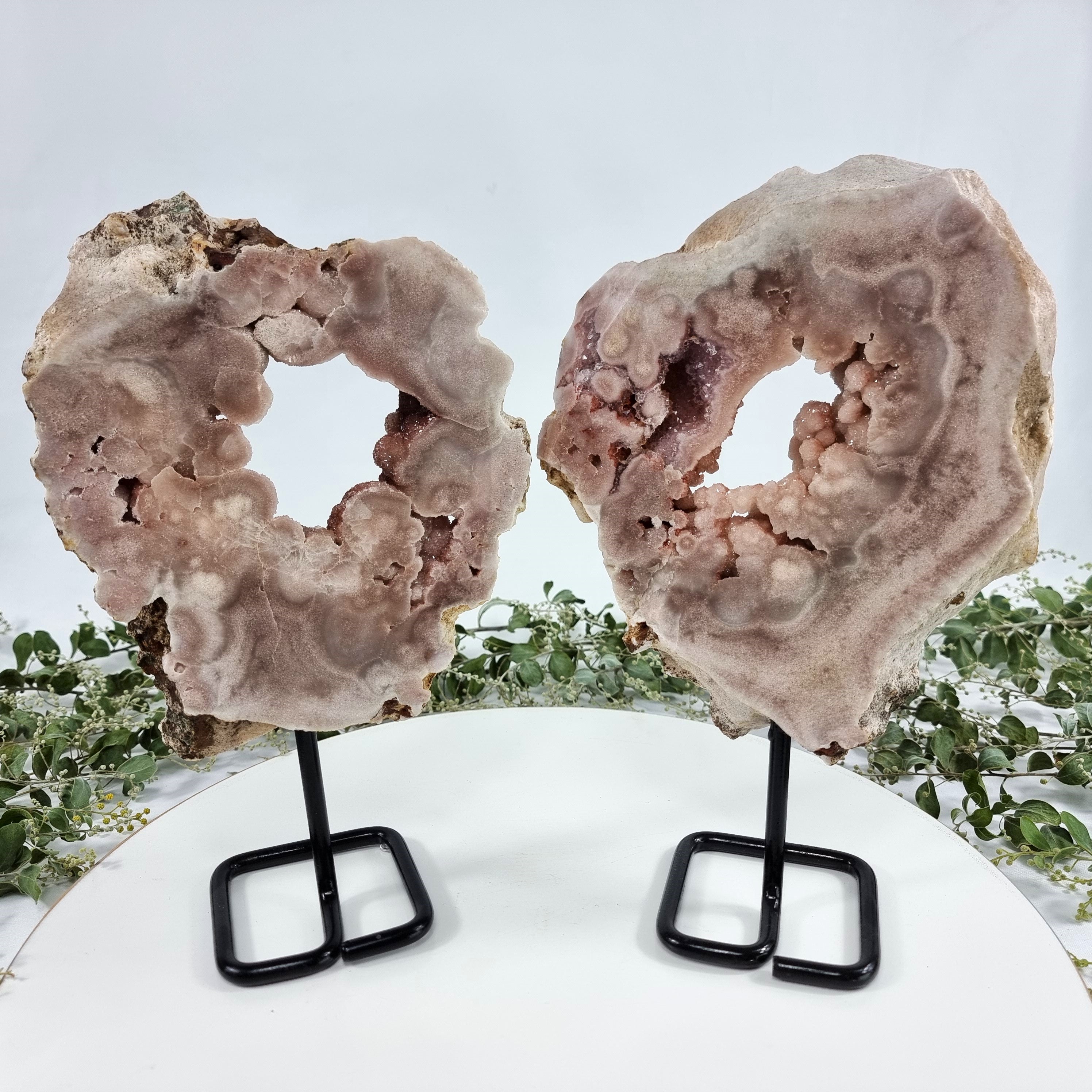 Pink Amethyst Slice on a Stand, 6.83 lbs and 11.02" Tall, Set 2, #by Brcrystals