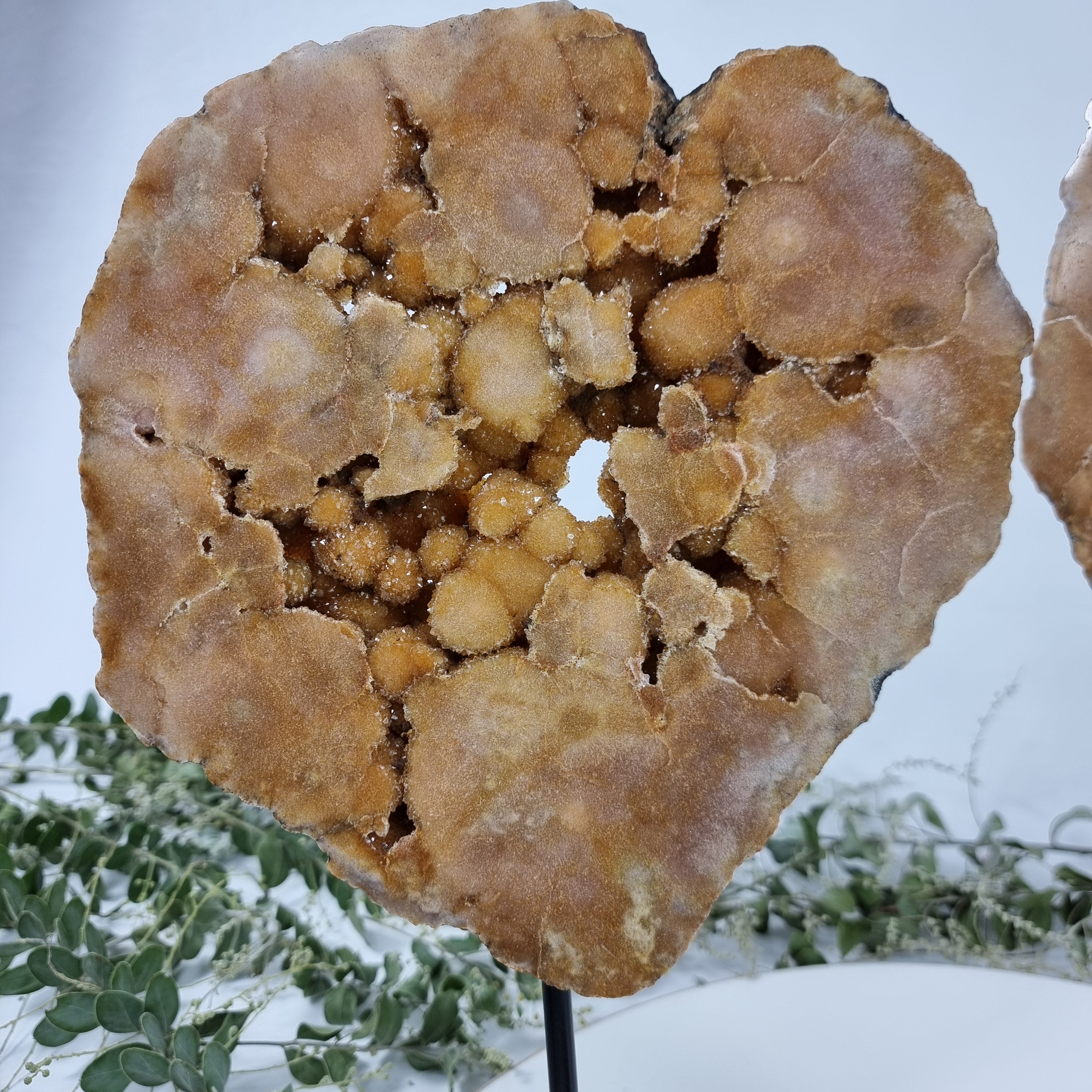 Drusa de Amatista Rosa Especial | Kit 2 Piezas, Base de Hierro Negro | Peso 5,66 kgs, Altura 37 cm | Energía, Belleza y Sofisticación