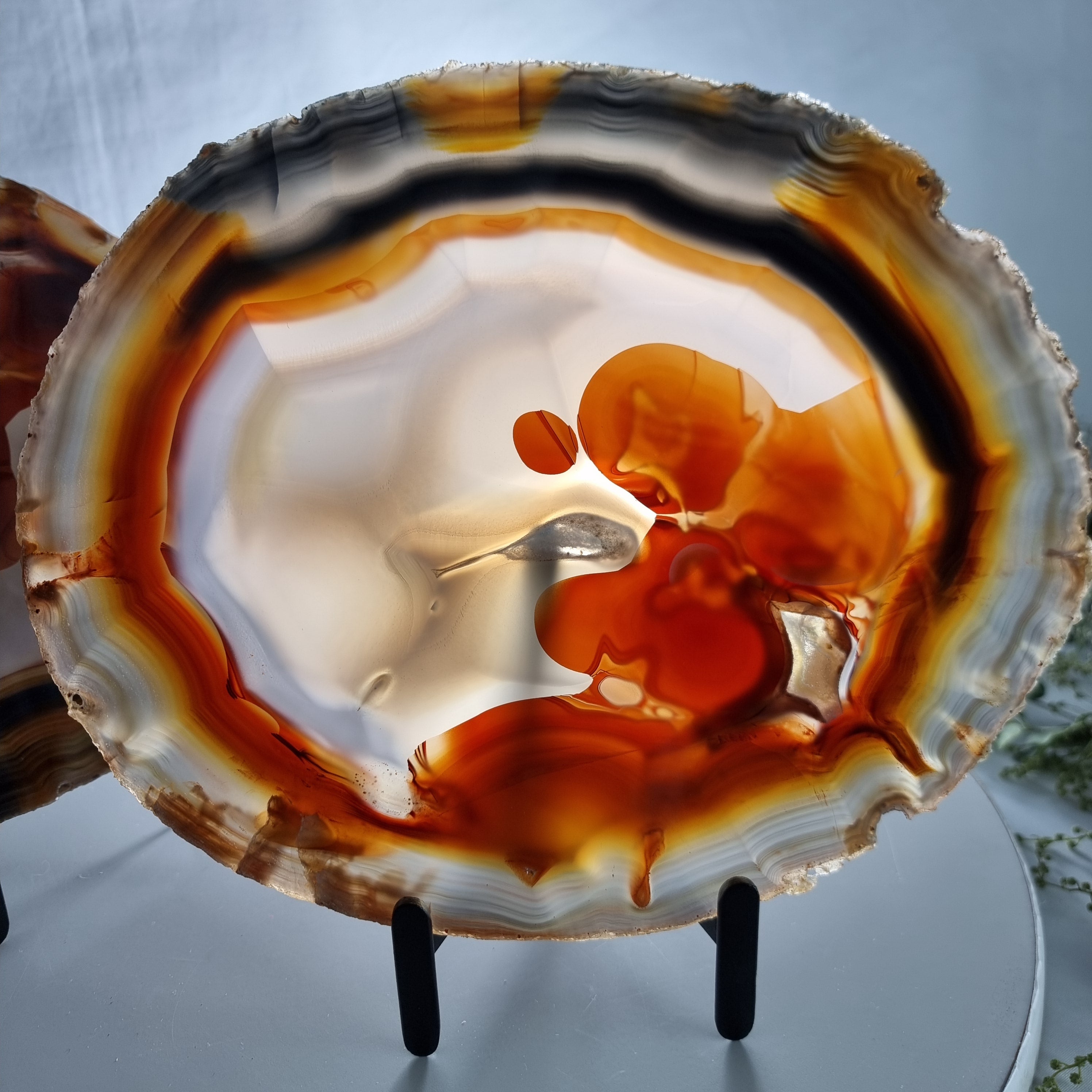 Natural Agate Slabs on Metal Stand - Special Large Natural Brazilian  - Set of 2