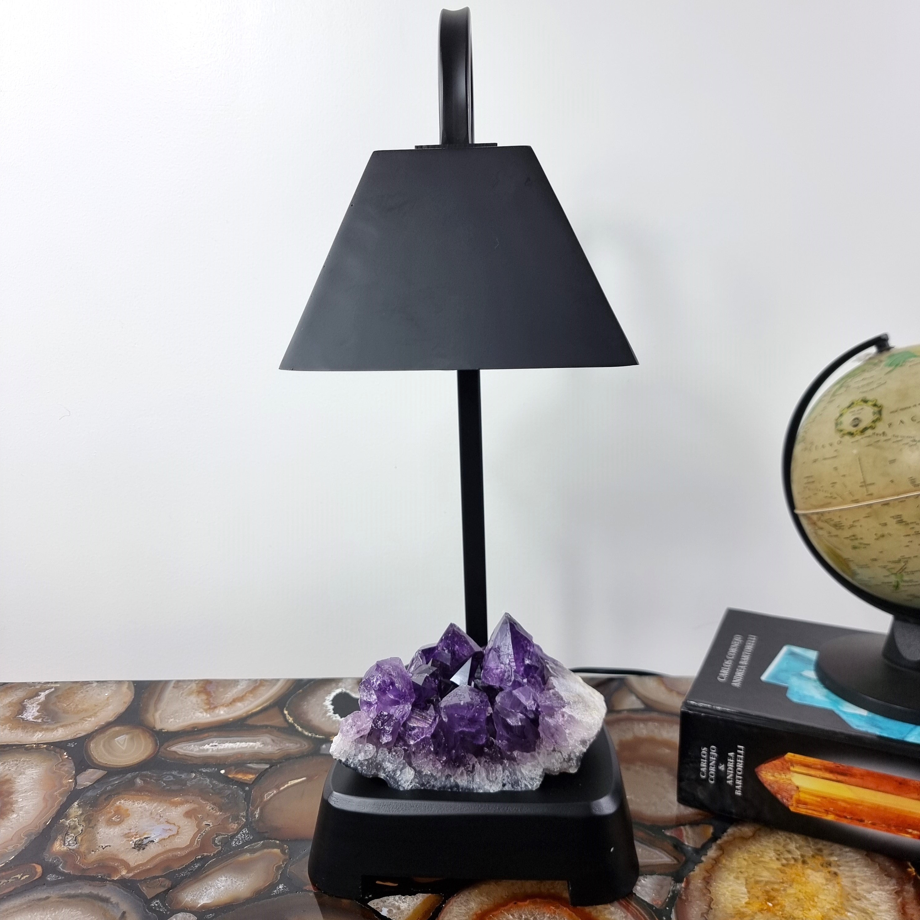 Amethyst Lampshade with Wood Base, Extra Quality,45 height - bivolt, 6.61 lbs & 17.72" Tall #by Brcrystals