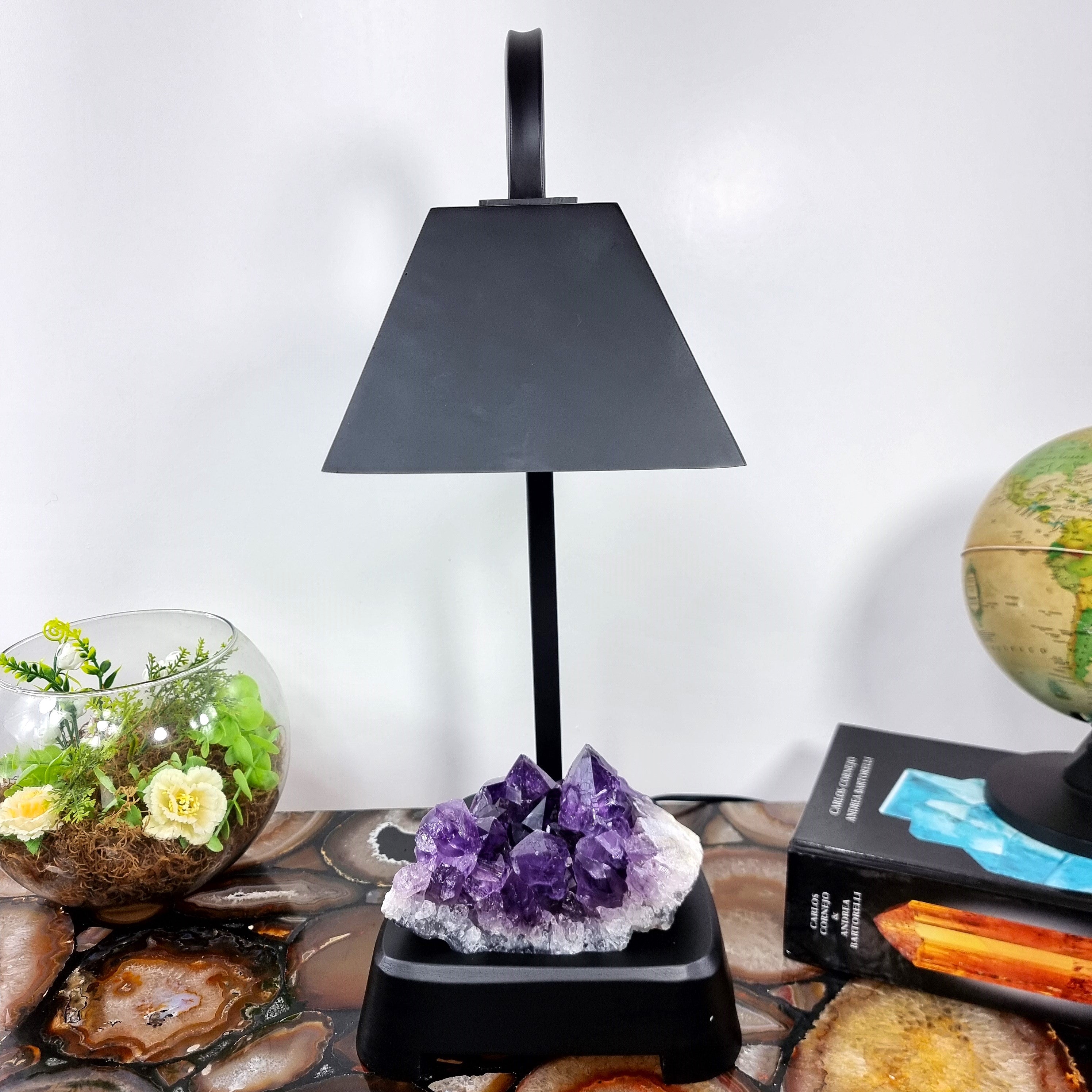 Amethyst Lampshade with Wood Base, Extra Quality,45 height - bivolt, 6.61 lbs & 17.72" Tall #by Brcrystals