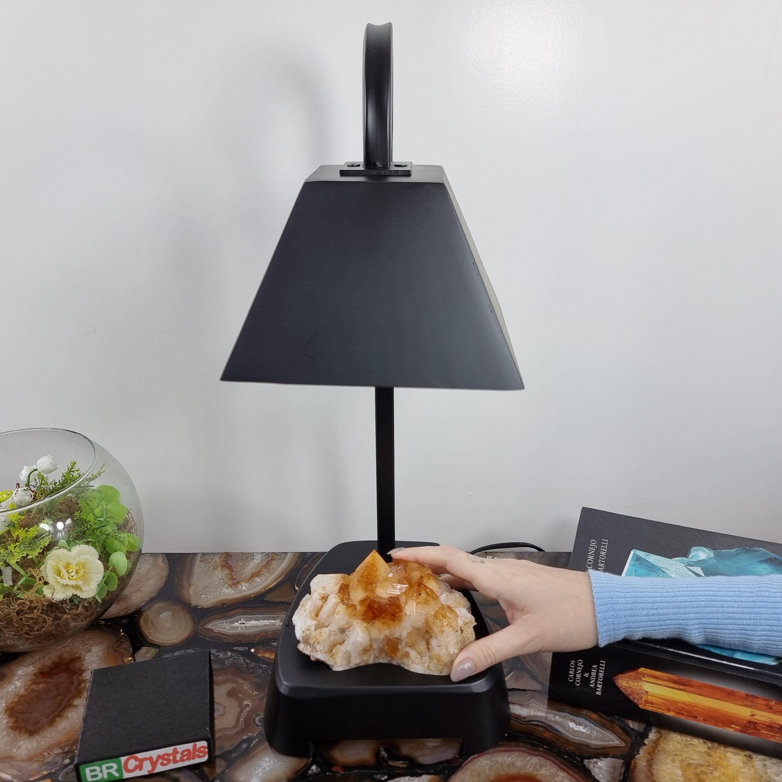 Gemstone LAMP | Beautiful Druzy Stone on Base | Super Special with 45 cm height - Handmade Piece BR Crystals