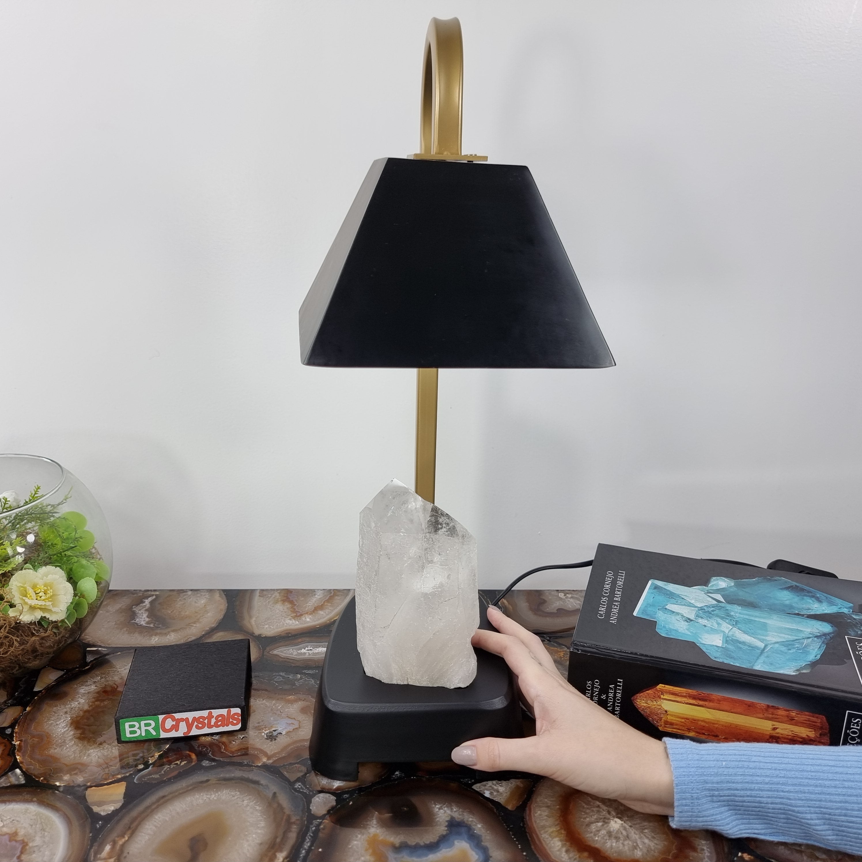 Gemstone LAMP | Beautiful Druzy Stone on Base | Super Special with 45 cm height - Handmade Piece BR Crystals