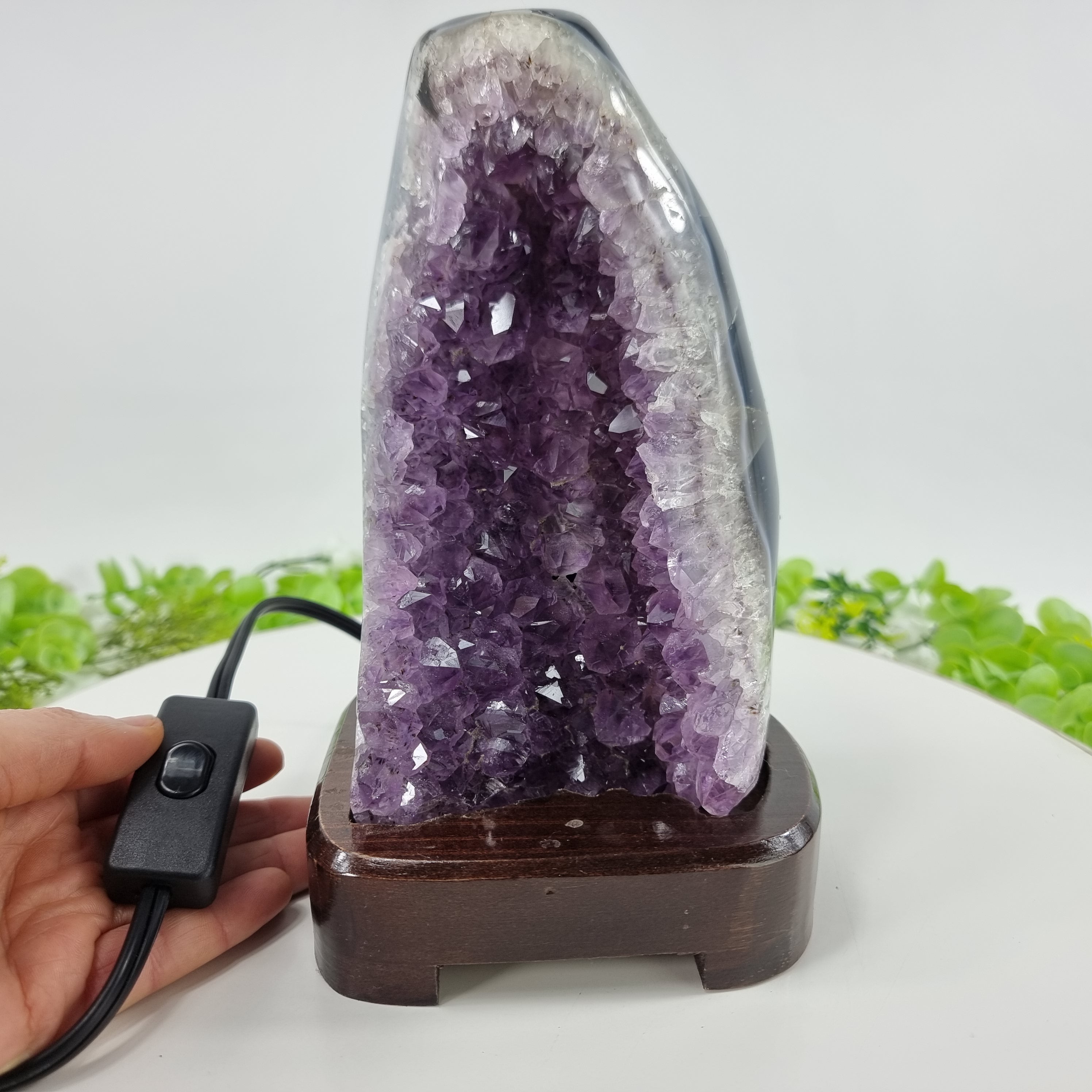 Amethyst Stone Lamp Purple | Weight 1.80 Kg, Height 18 cm | Energy, Beauty, and Sophistication