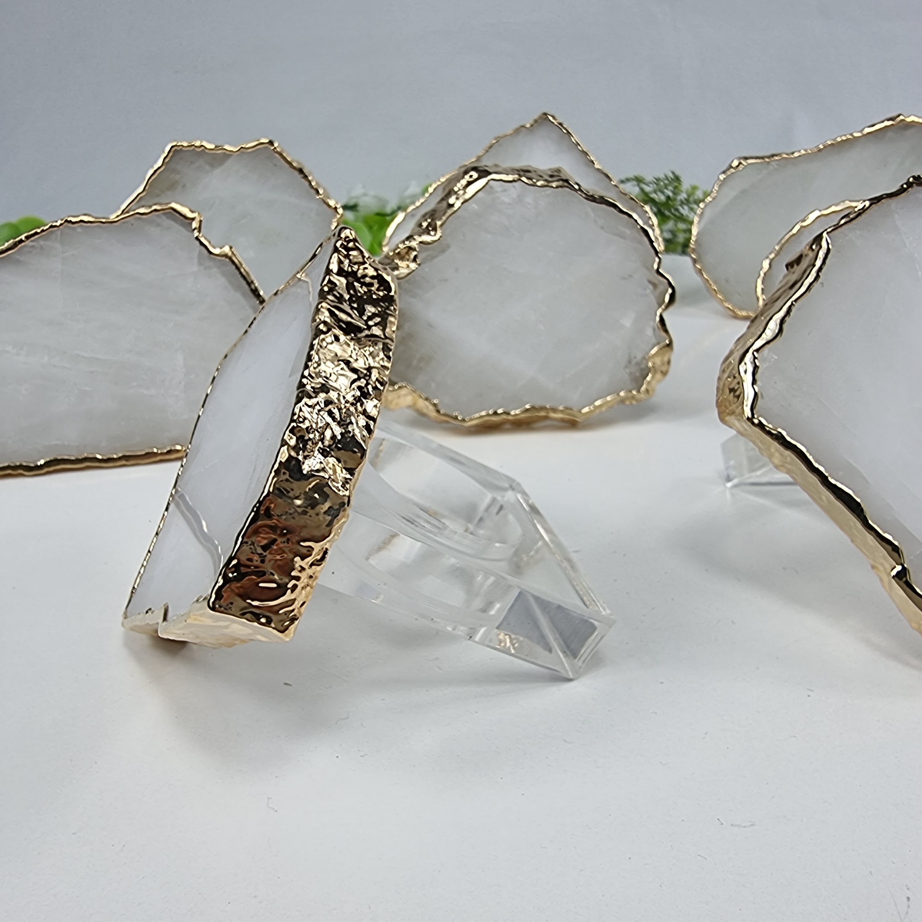 Servilleteros CUARZO BLANCO con Acrílico | 6 unidades | Tamaño de 7 a 9 cm | Pieza Artesanal BR Crystals