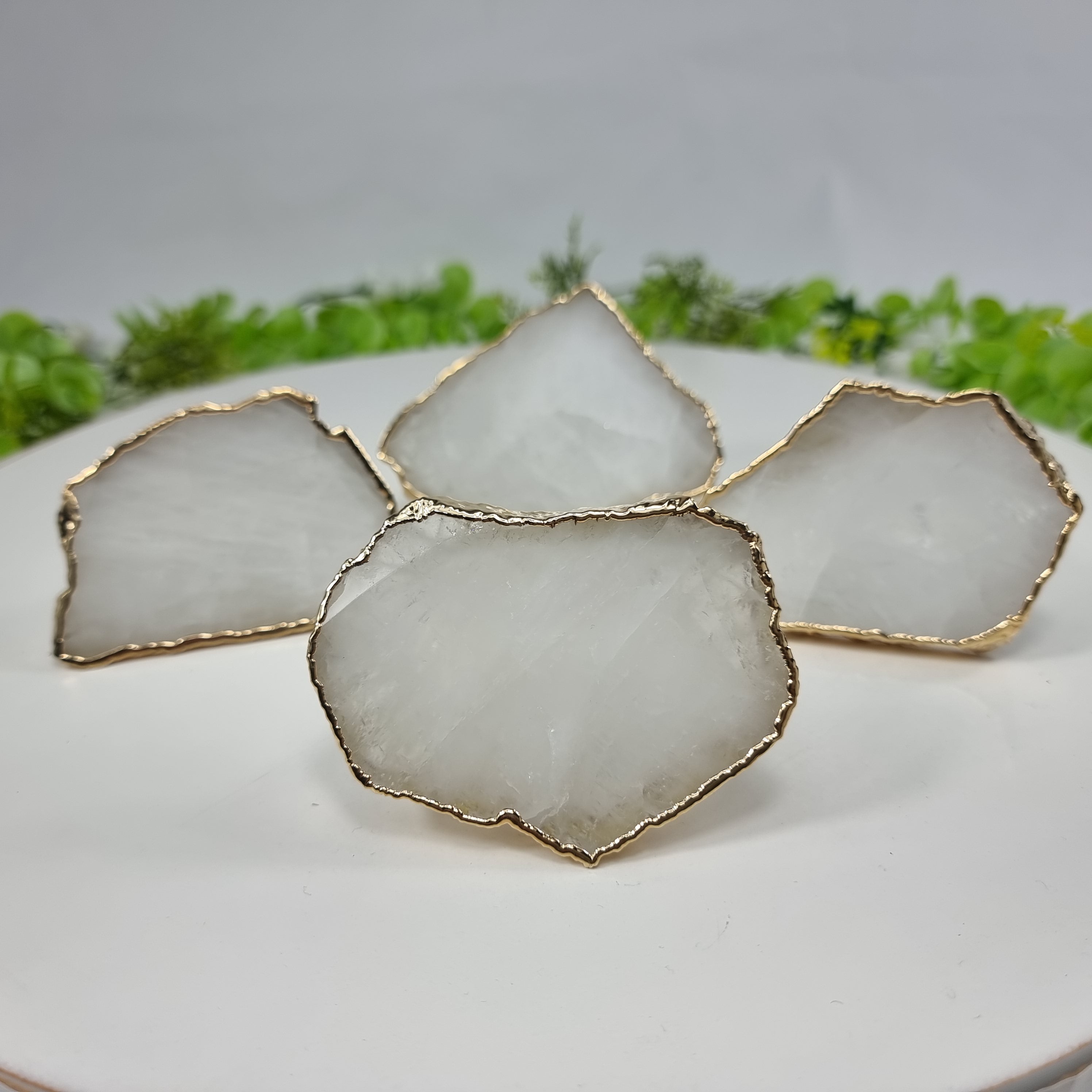 Servilleteros CUARZO BLANCO con Acrílico | 6 unidades | Tamaño de 7 a 9 cm | Pieza Artesanal BR Crystals