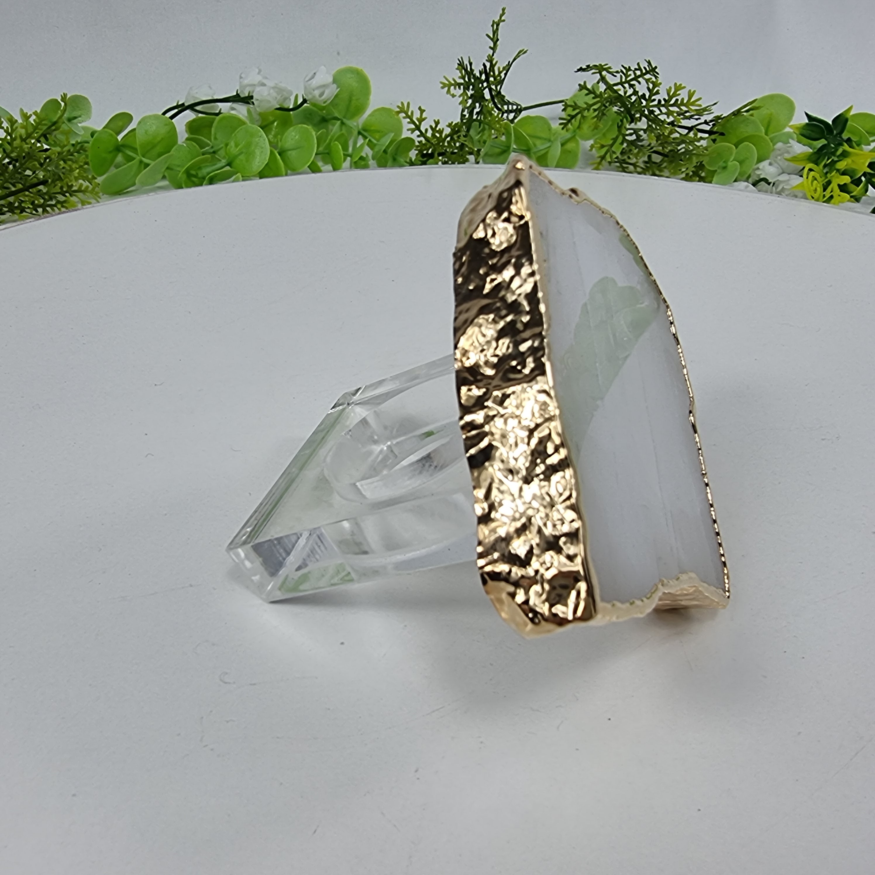 Servilleteros CUARZO BLANCO con Acrílico | 6 unidades | Tamaño de 7 a 9 cm | Pieza Artesanal BR Crystals