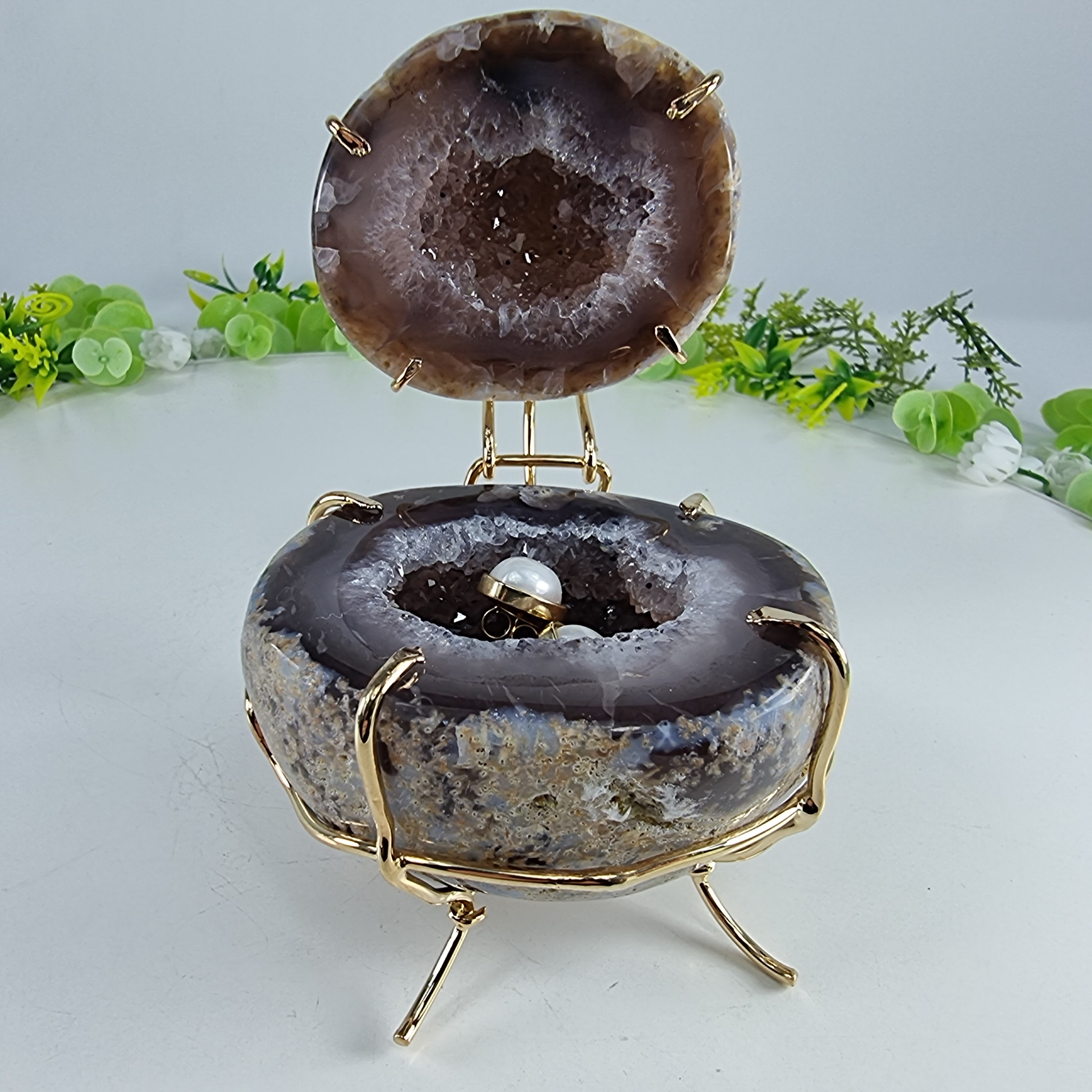 Natural Geode Agate Jewelry Box - Agate Druzy Jewelry Box