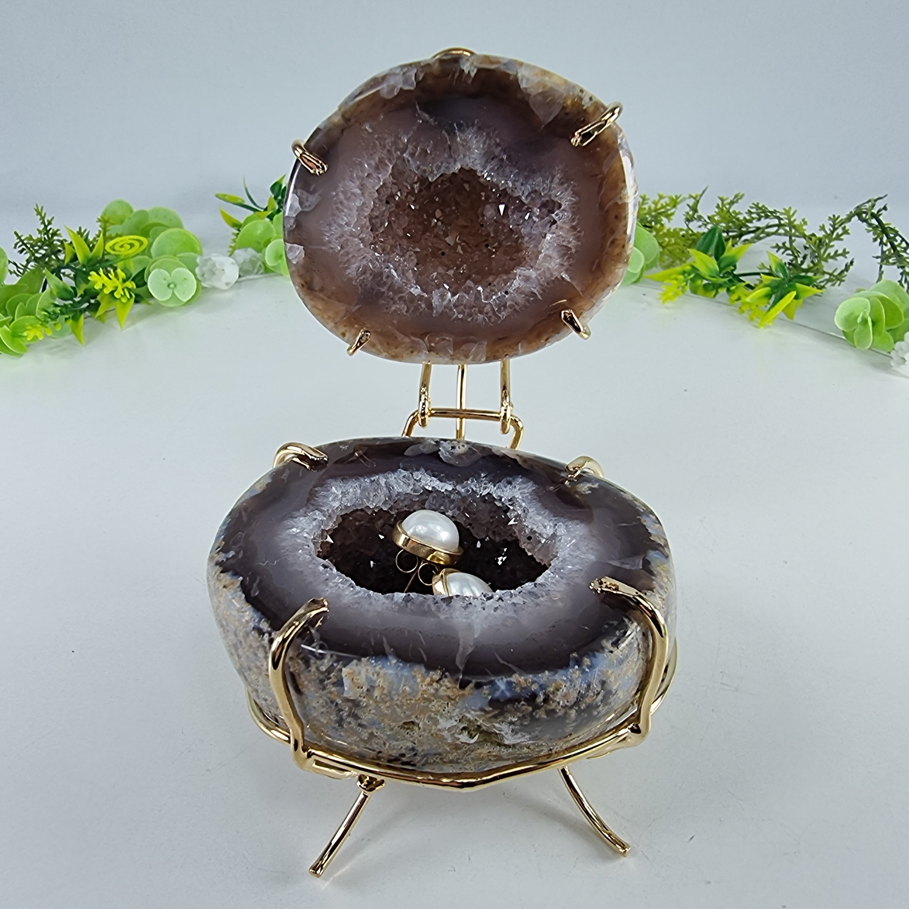 Natural Geode Agate Jewelry Box - Agate Druzy Jewelry Box