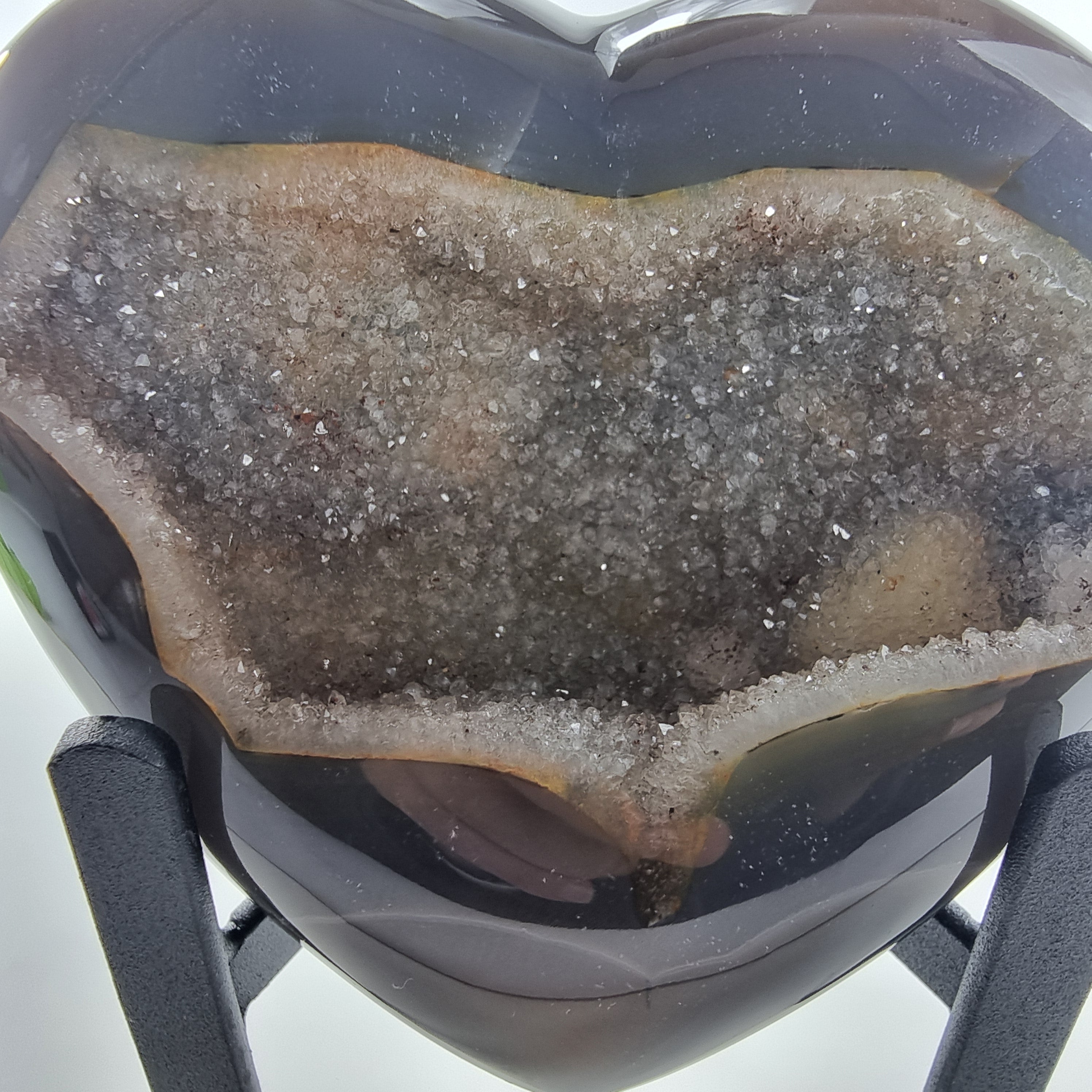 Agate Heart Geode, Extra Quality, metal stand, 1.39 lbs & 4.51" Tall #by Brcrystals