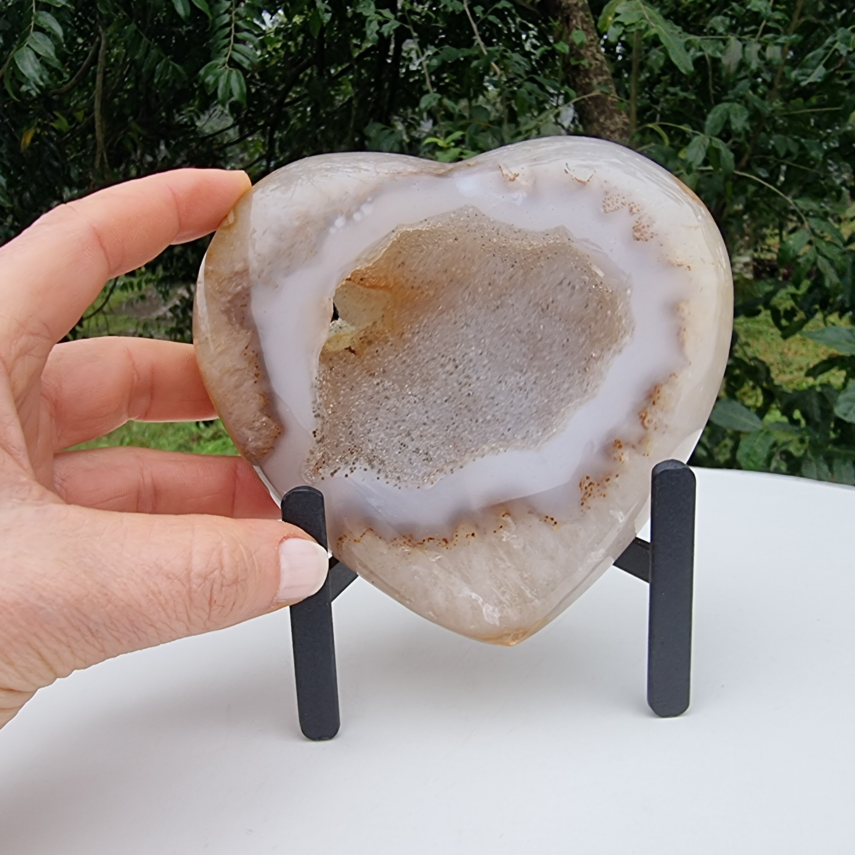 Corazón de Ágatas Naturales | Altura 11,5 cm, con 0,690 kgs | Pieza Artesanal BR Crystals