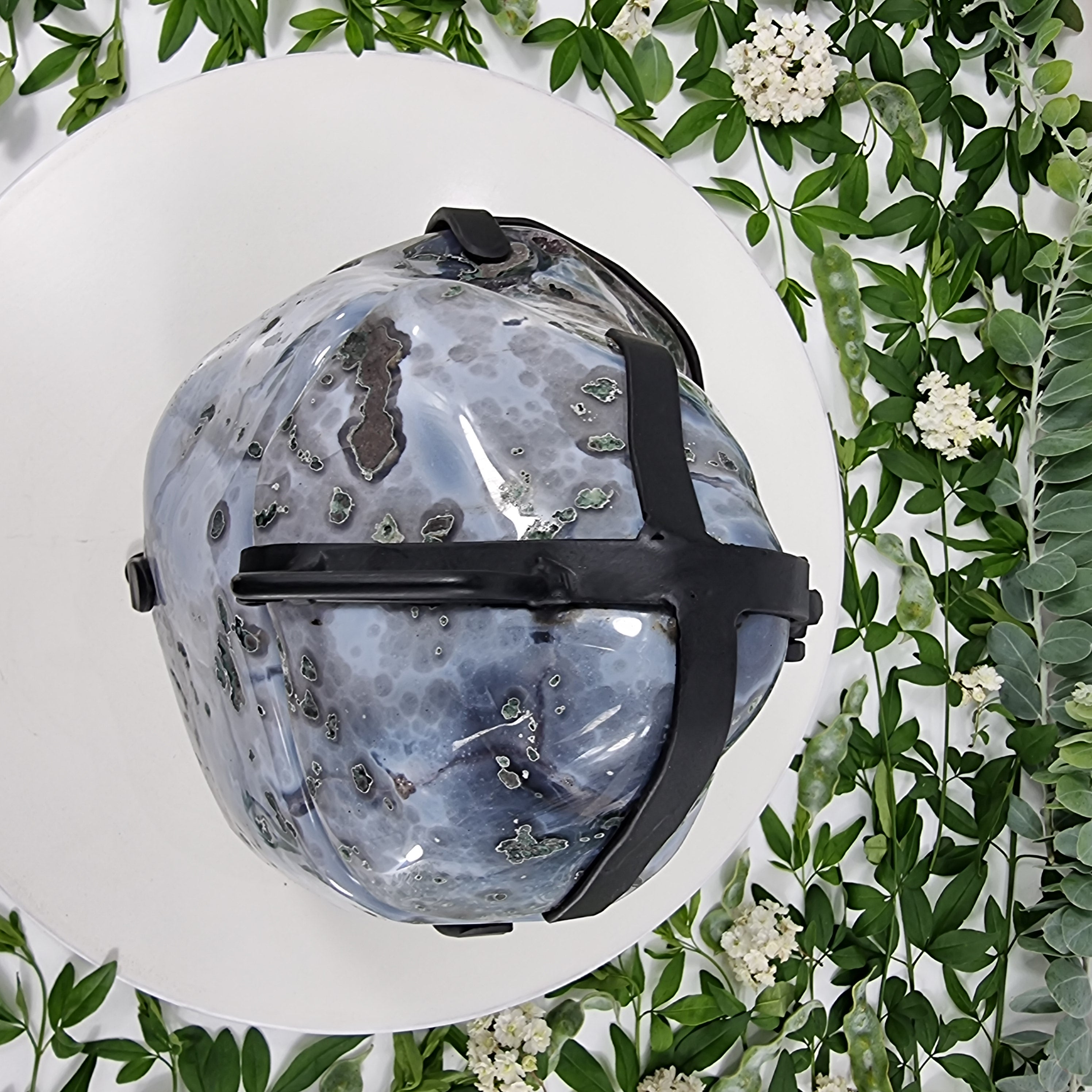 Polished Agate Geodes Jewelry Holder with Crystals One Piece